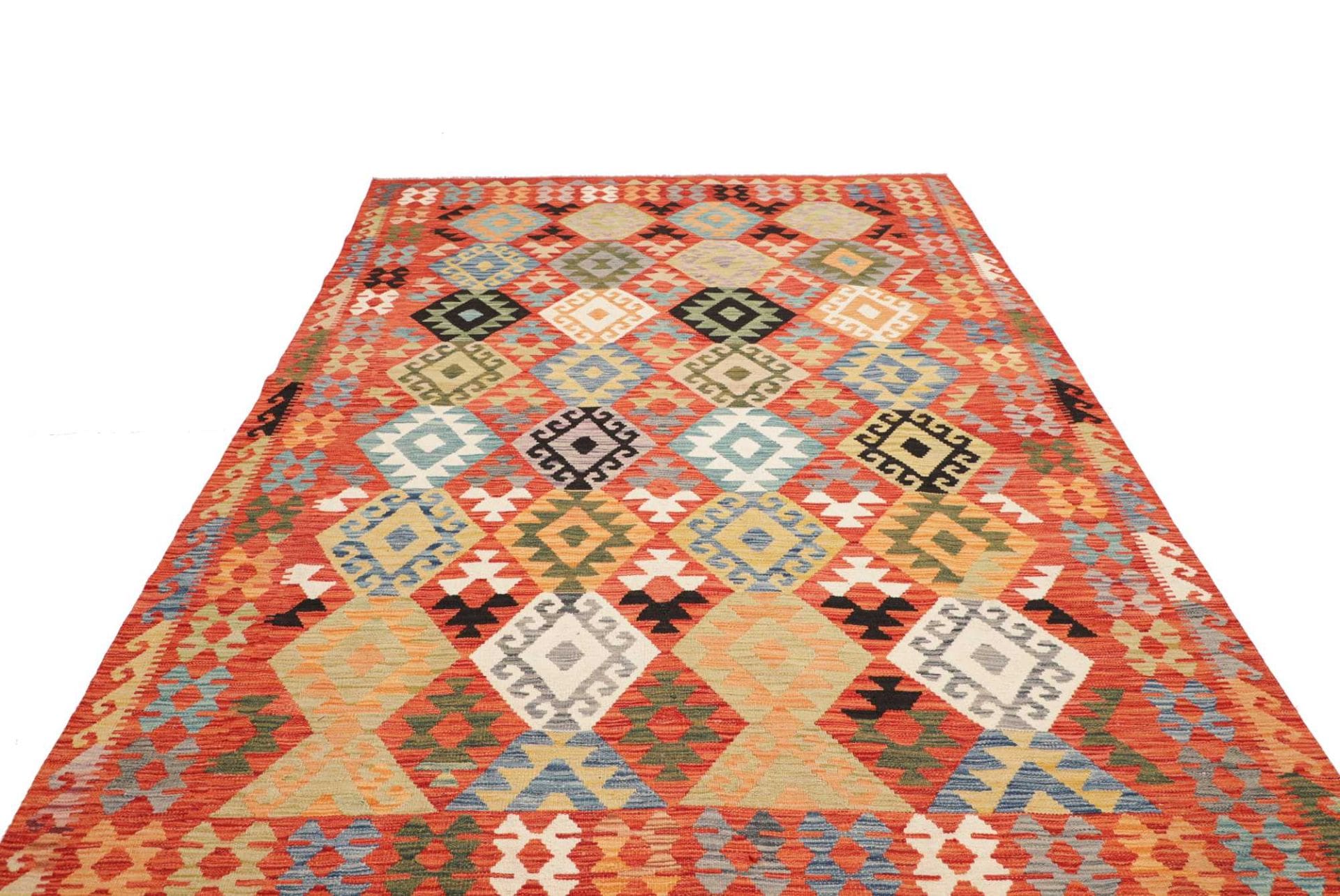 Kelim Teppich 200 x 301 cm Schurwolle handgewebt rustikal
