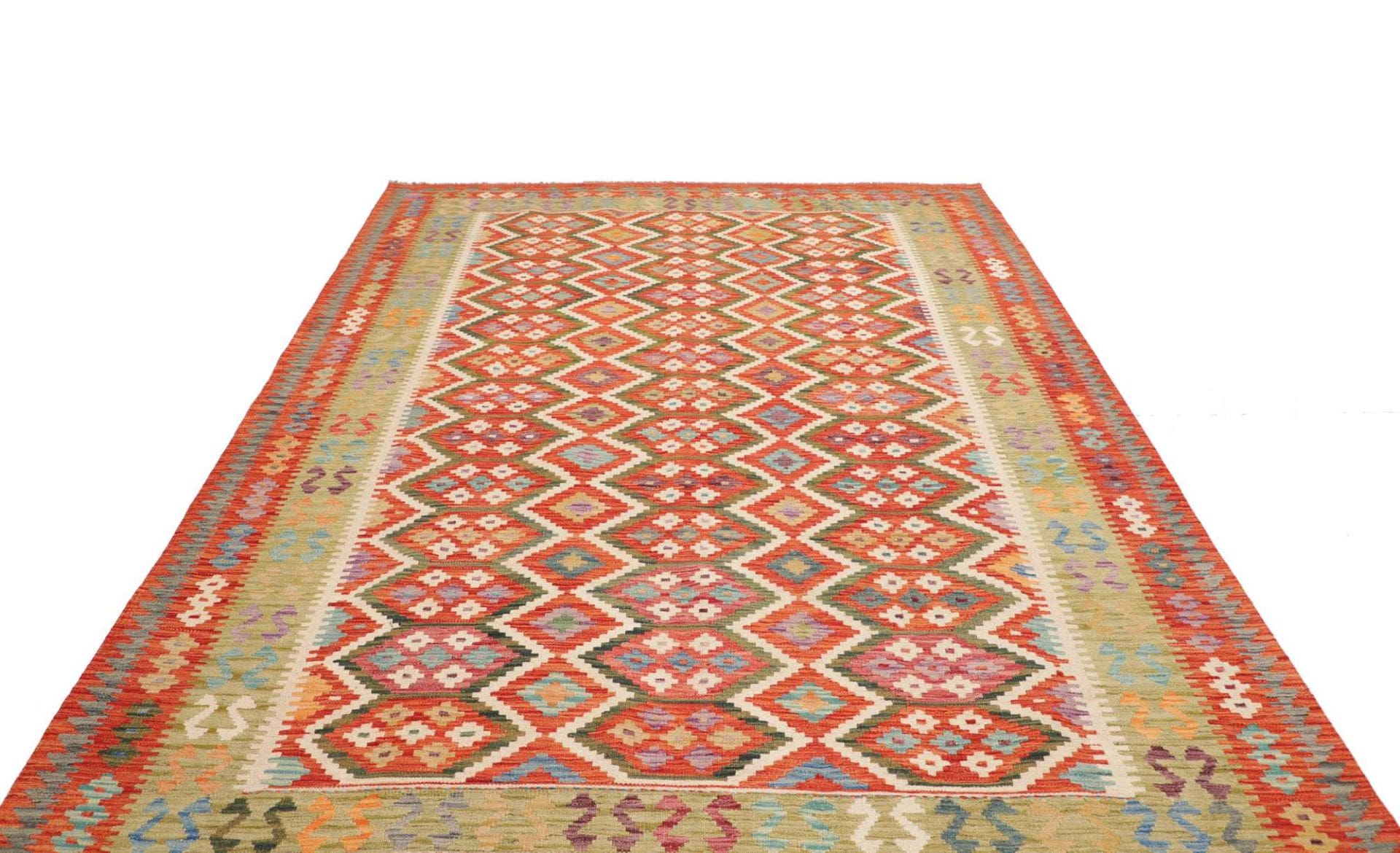 Orientteppich Kelim 207 x 304 cm Schurwolle handgewebt rustikal