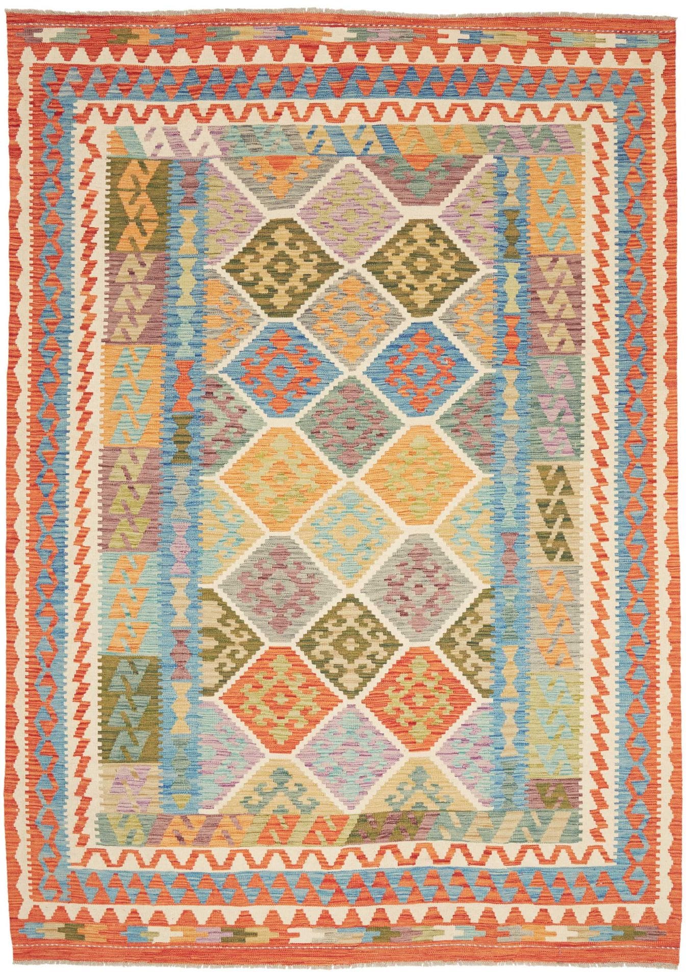 Orientteppich Kelim 201 x 284 cm Schurwolle handgewebt rustikal