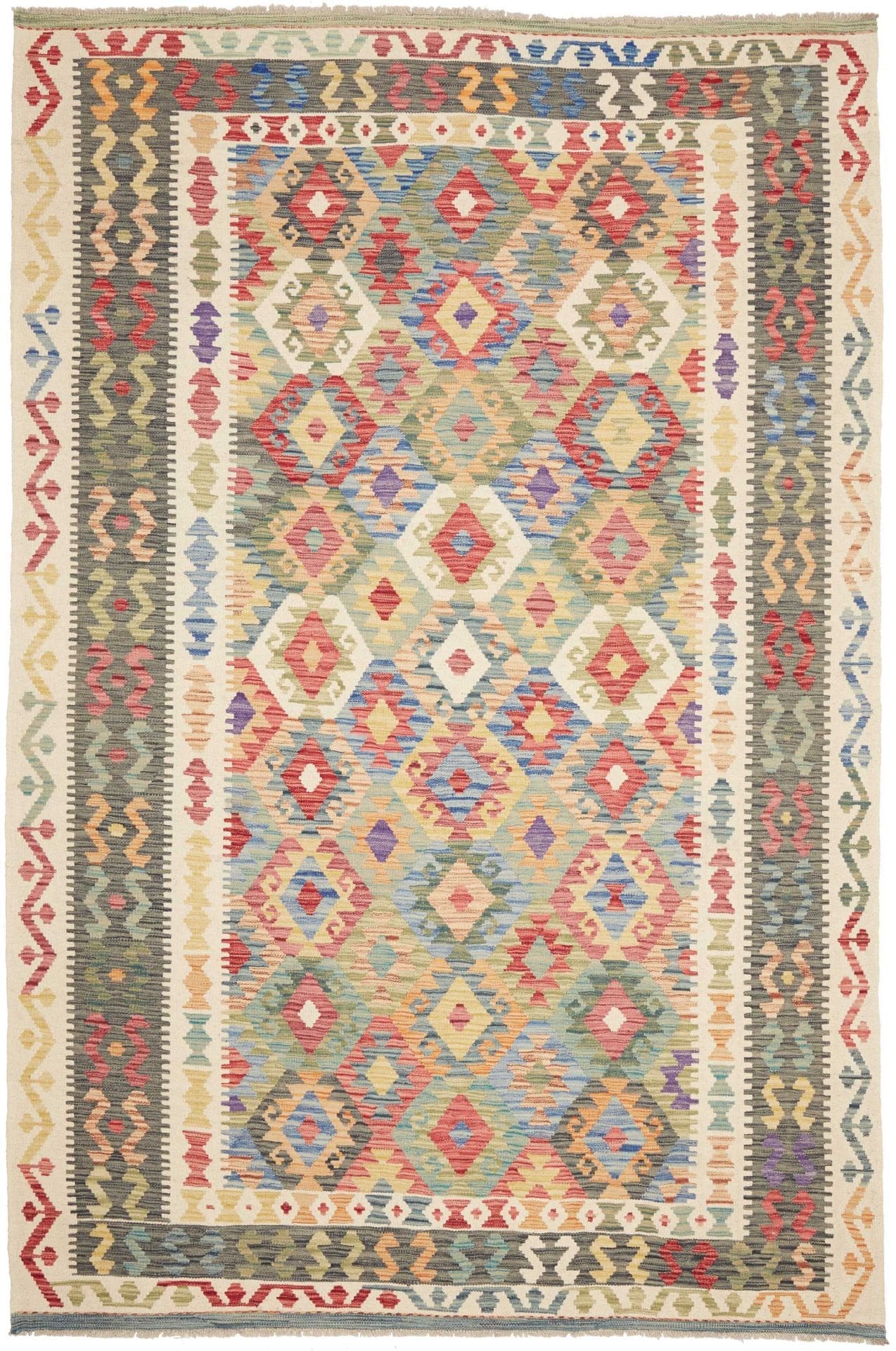 Orientteppich Kelim 201 x 301 cm Schurwolle handgewebt rustikal