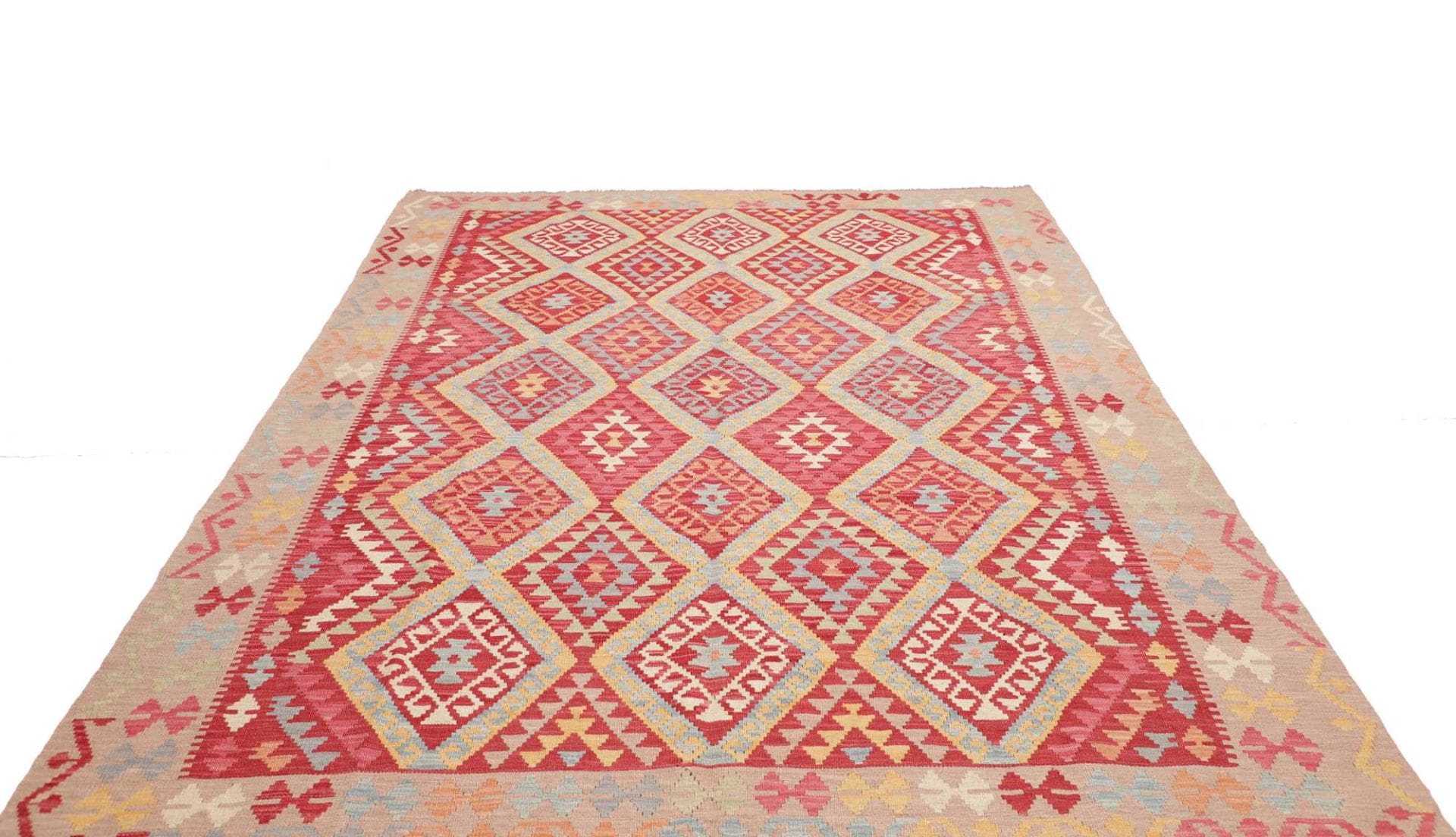 Orientteppich Kelim 207 x 297 cm Schurwolle handgewebt rustikal