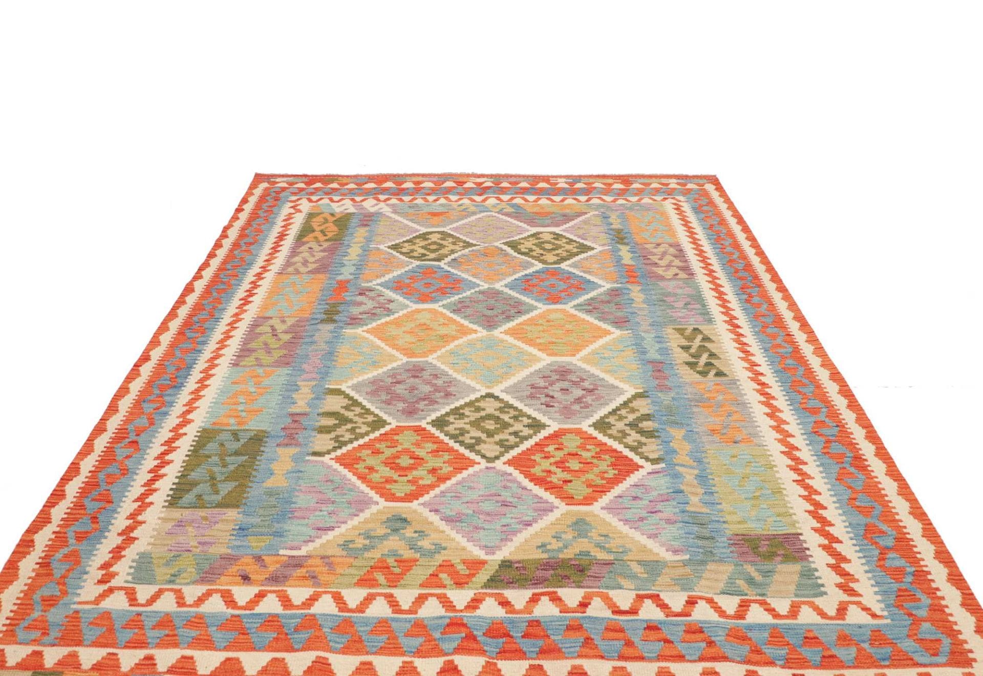 Orientteppich Kelim 201 x 284 cm Schurwolle handgewebt rustikal