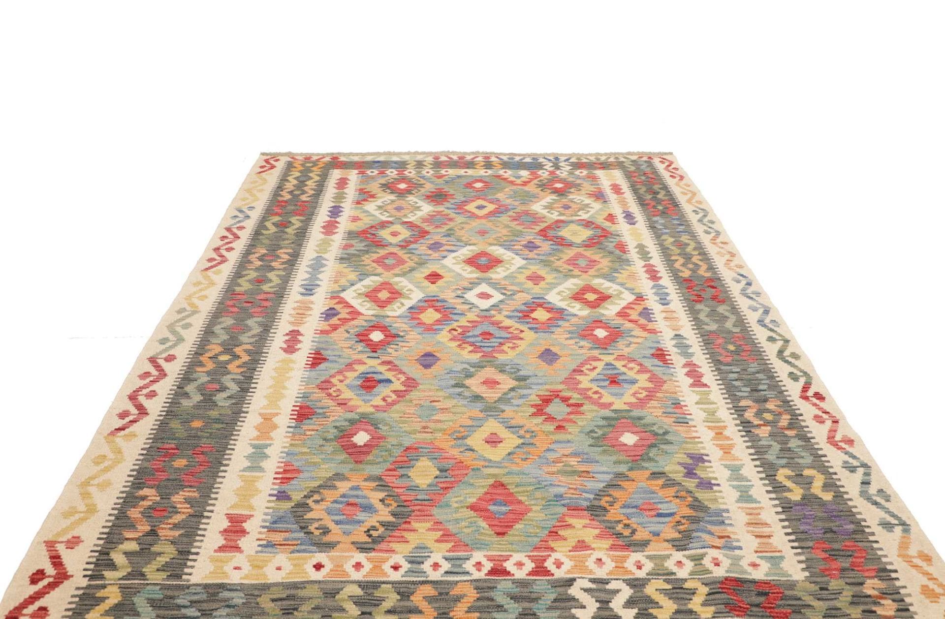 Orientteppich Kelim 201 x 301 cm Schurwolle handgewebt rustikal