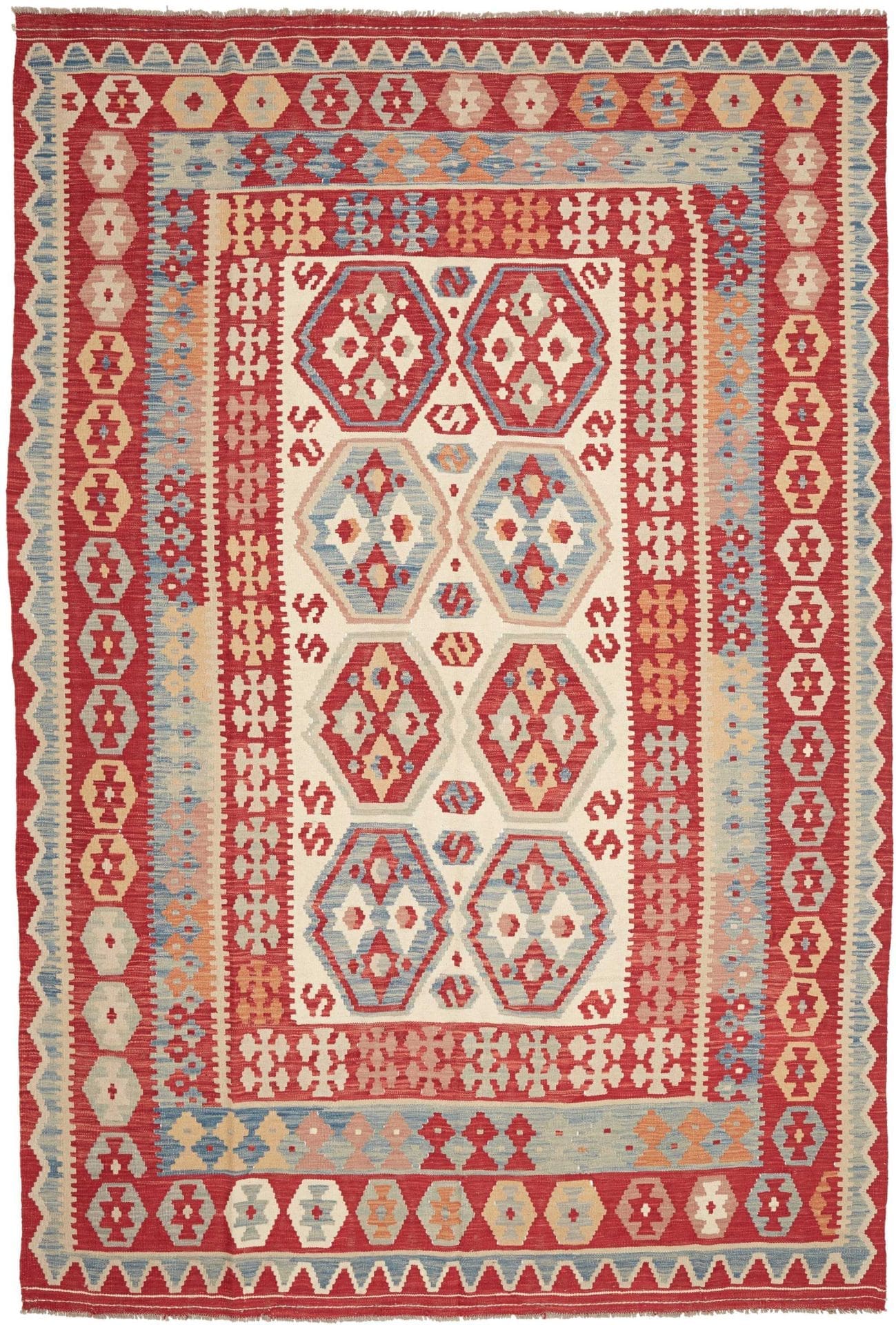 Orientteppich Kelim 204 x 305 cm Schurwolle handgewebt rustikal