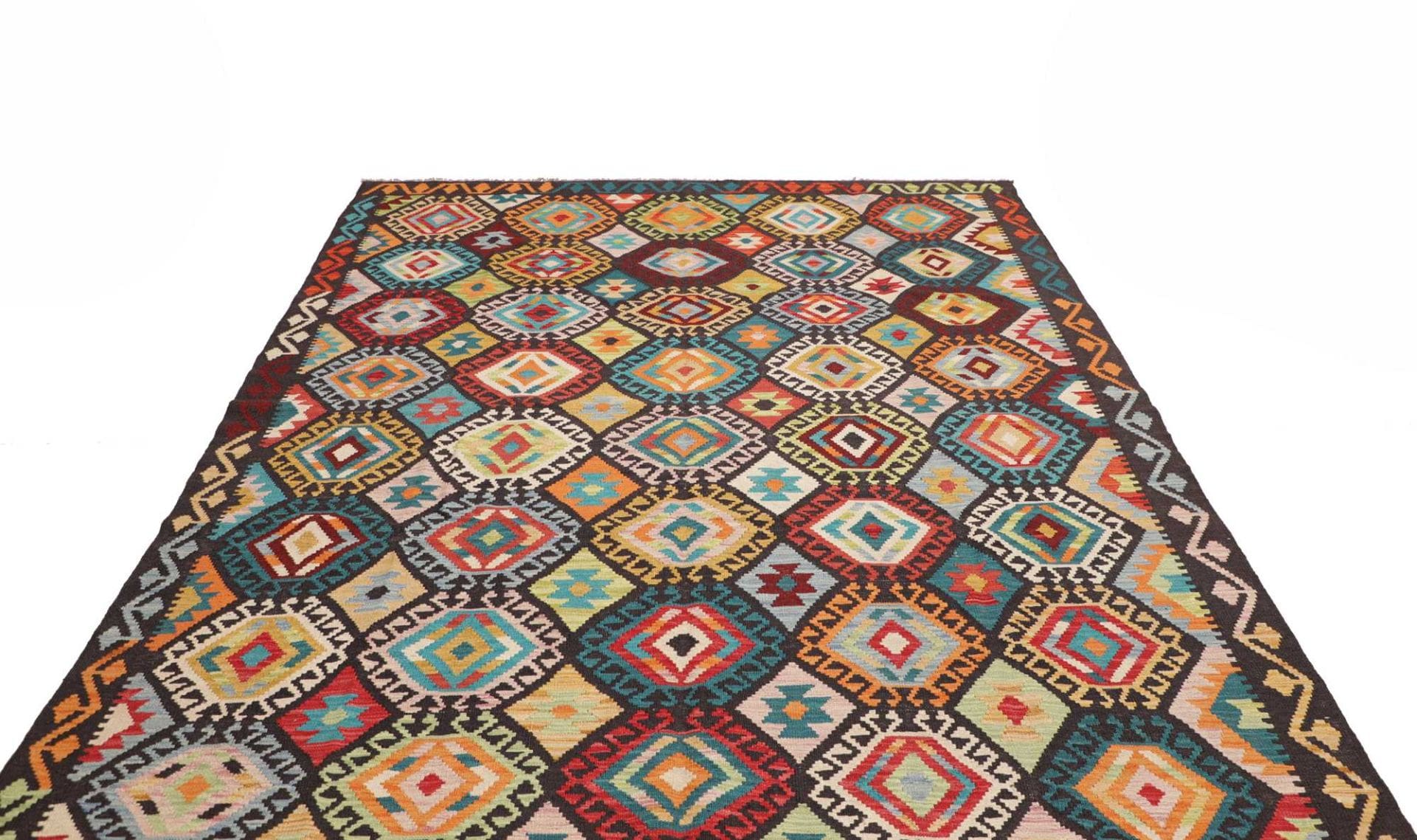 Orientteppich Kelim 206 x 296 cm Schurwolle handgewebt rustikal