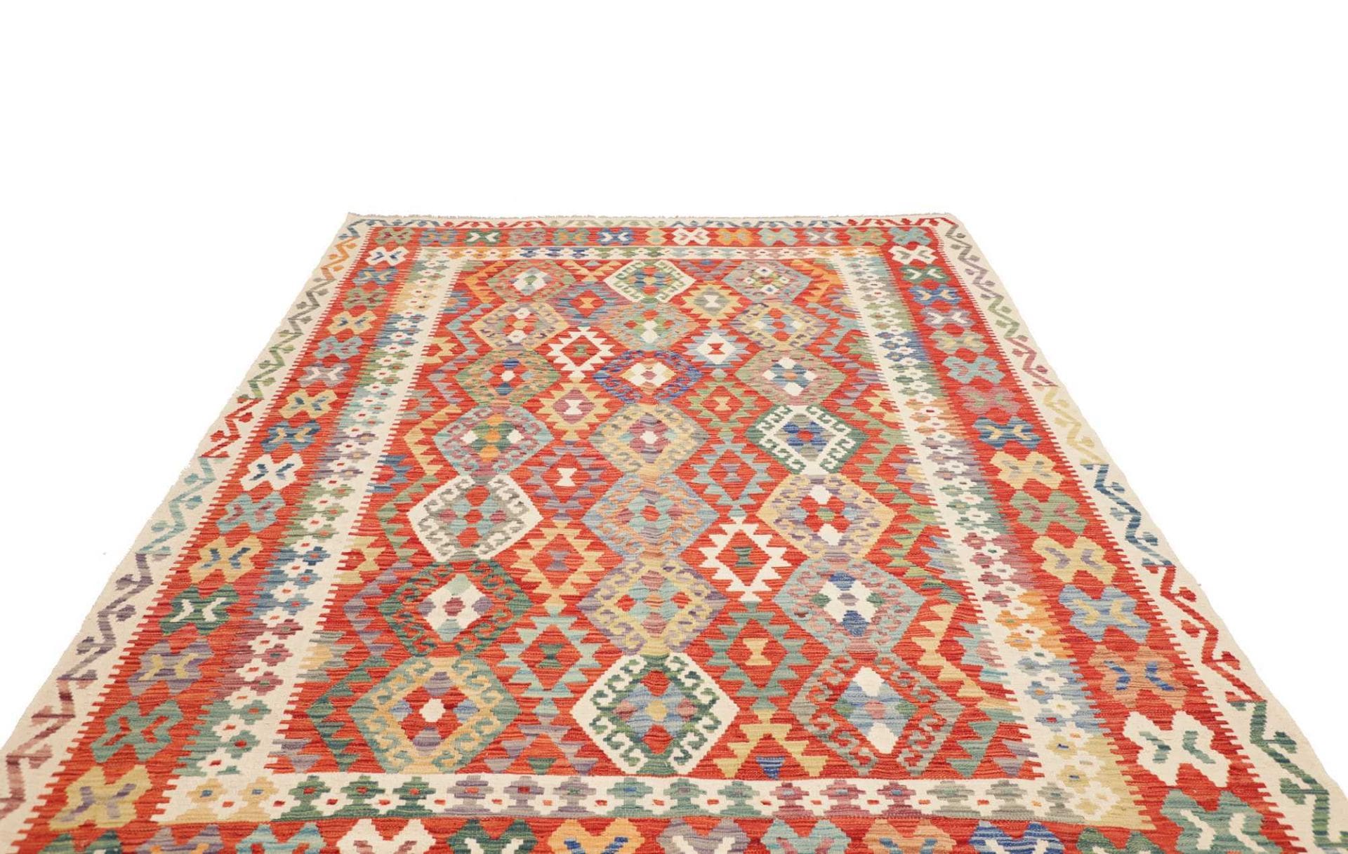 Orientteppich Kelim 209 x 298 cm Schurwolle handgewebt rustikal