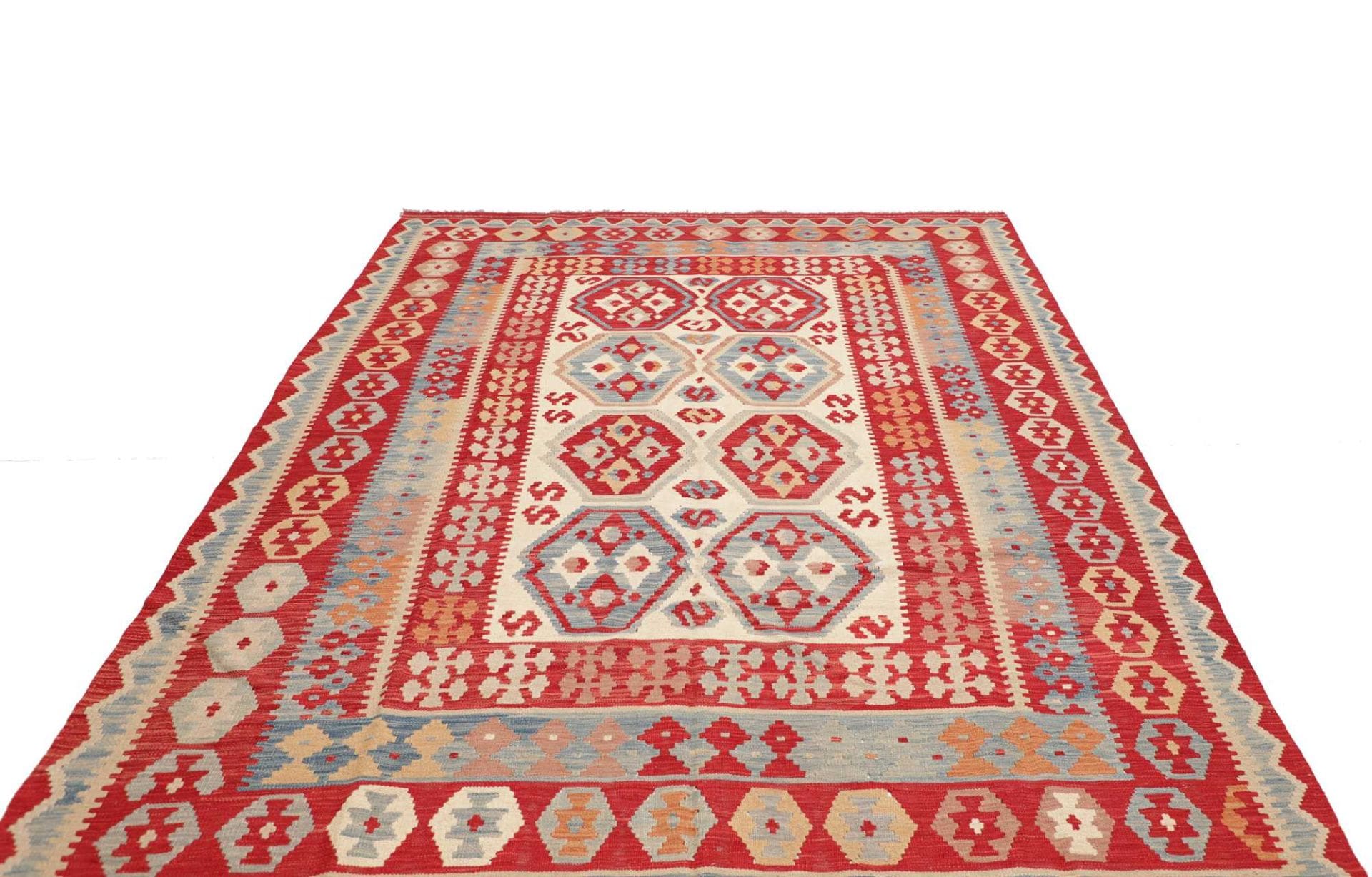 Orientteppich Kelim 204 x 305 cm Schurwolle handgewebt rustikal