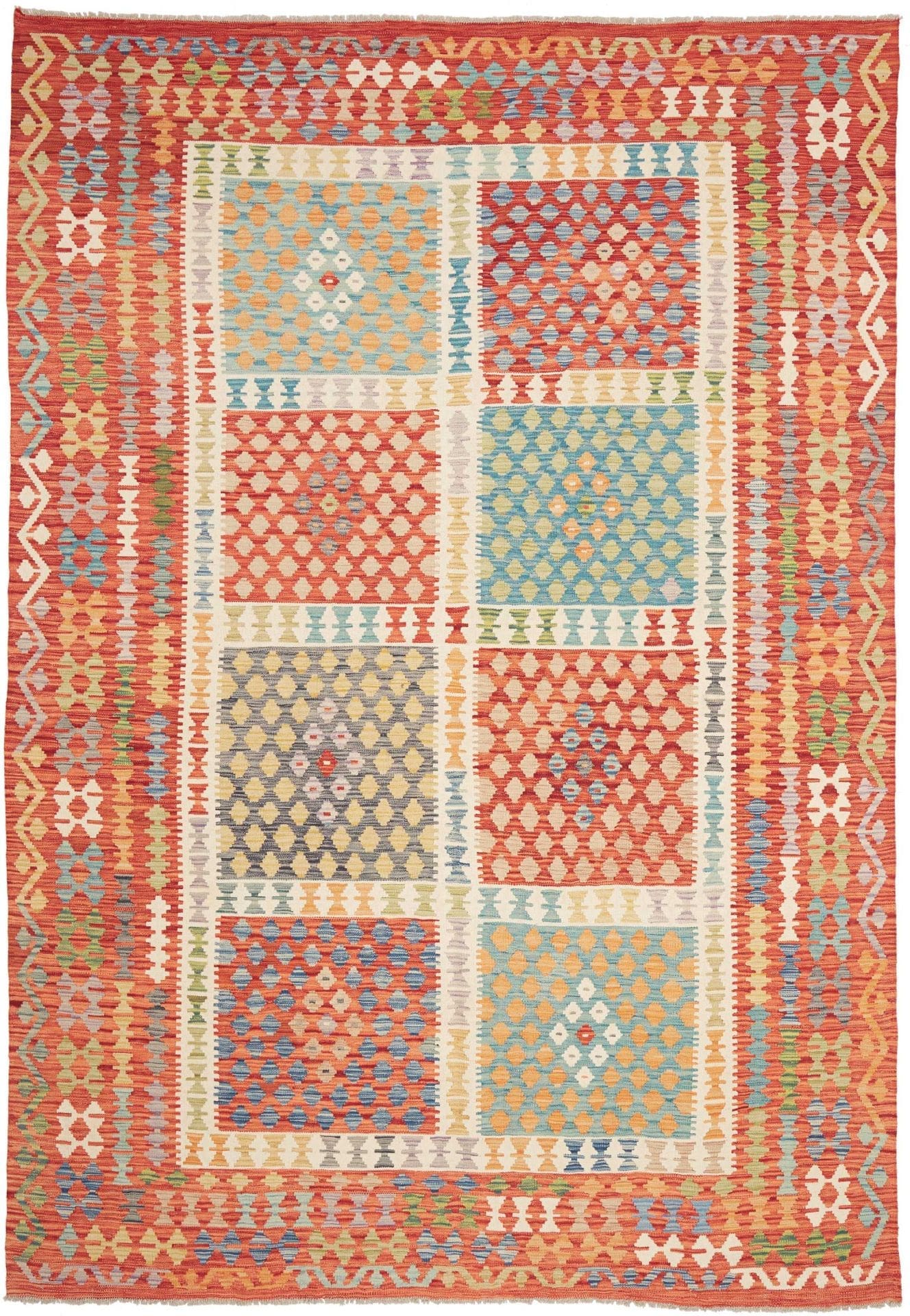 Orientteppich Kelim 209 x 297 cm Schurwolle handgewebt rustikal