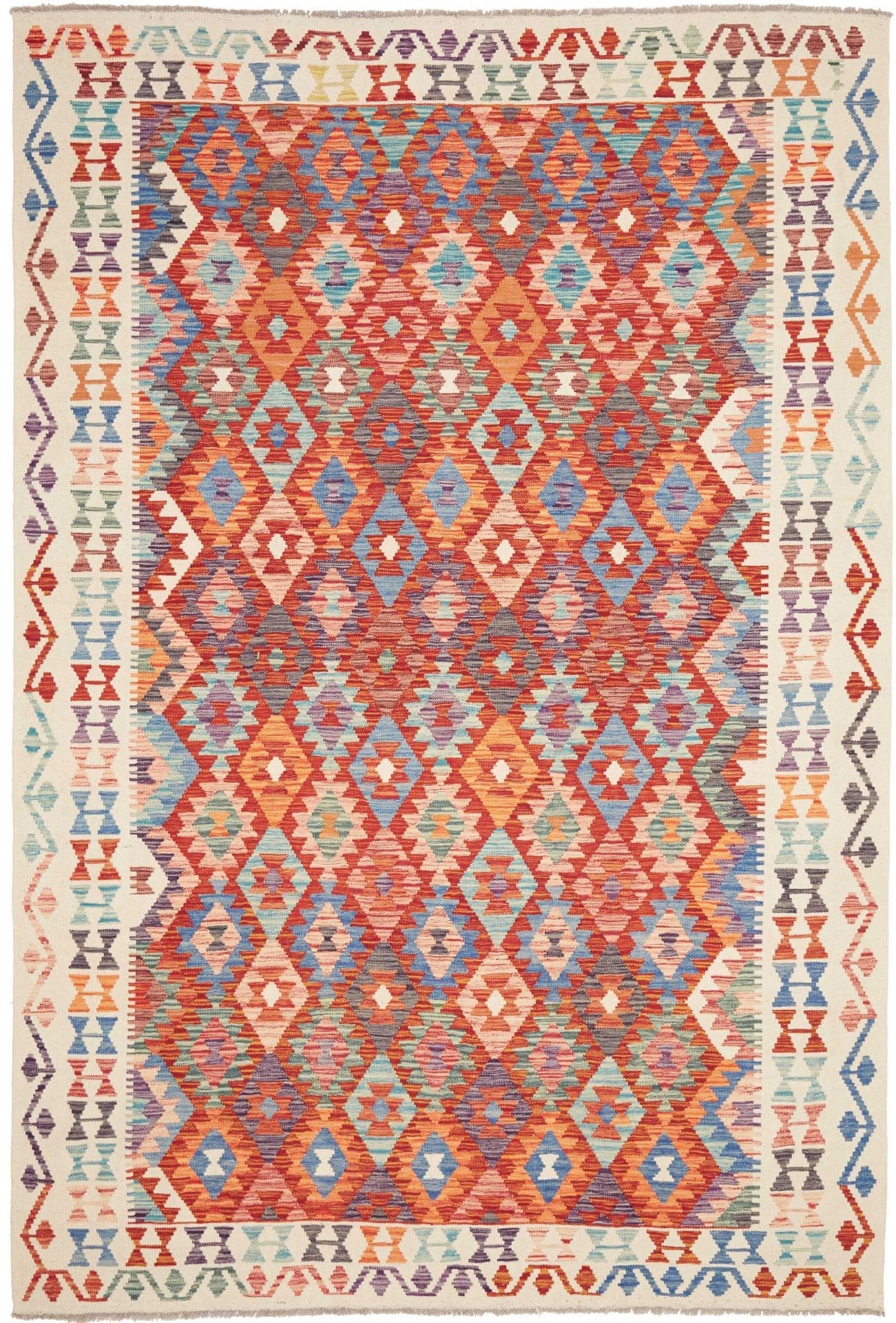 Orientteppich Kelim 205 x 299 cm Schurwolle handgewebt rustikal