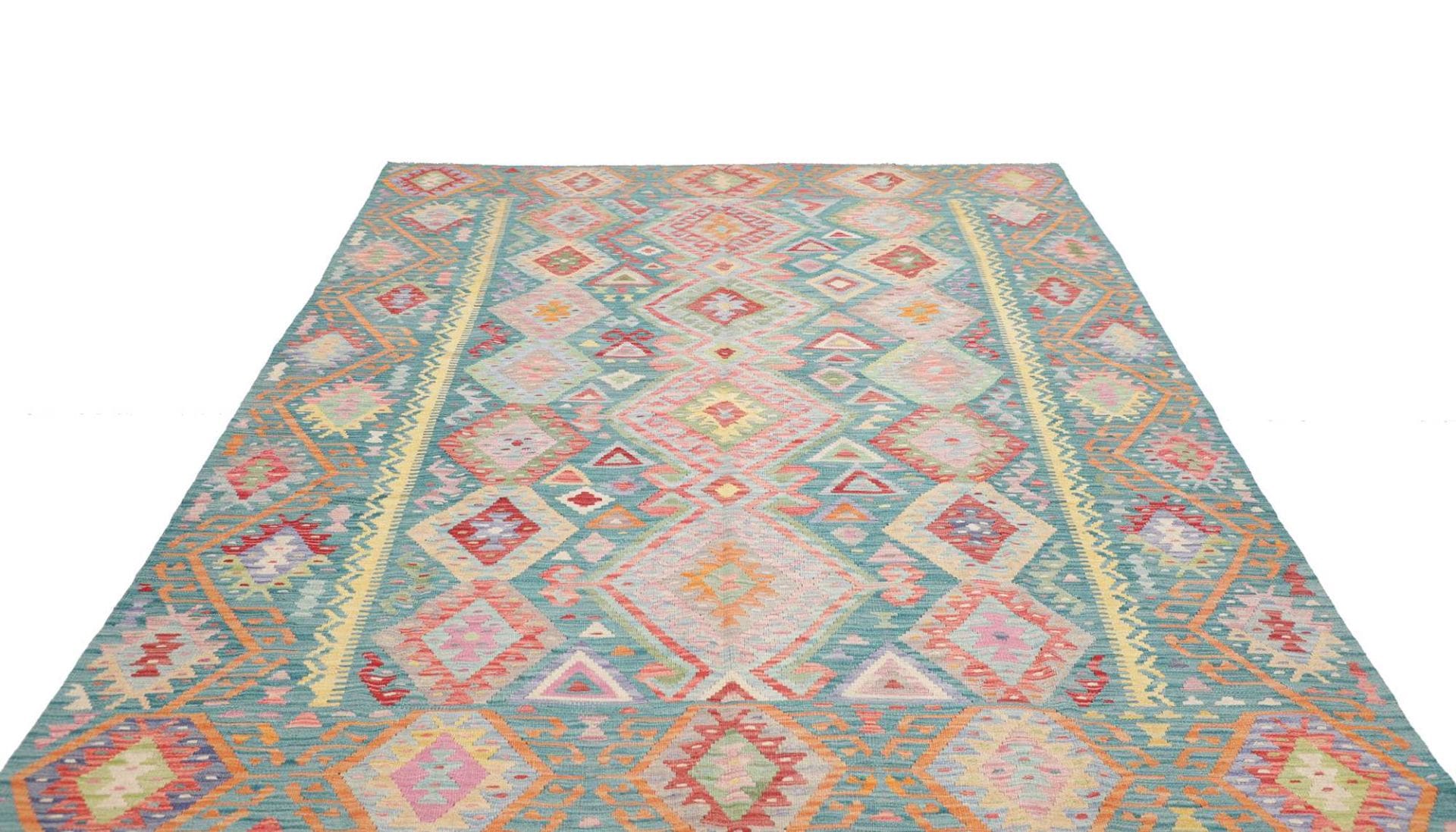 Orientteppich Kelim 206 x 291 cm Schurwolle handgewebt rustikal