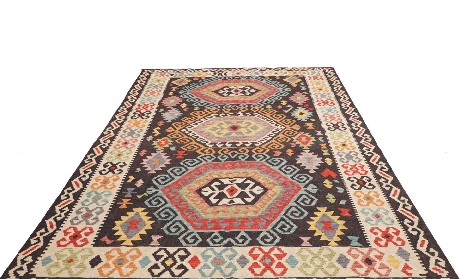 Orientteppich Kelim 210 x 292 cm Schurwolle handgewebt rustikal