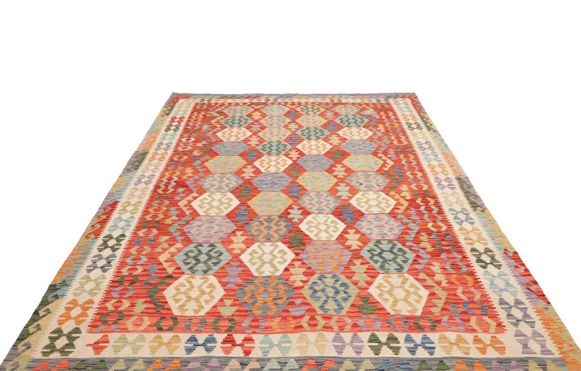 Orientteppich Kelim 208 x 300 cm Schurwolle handgewebt rustikal