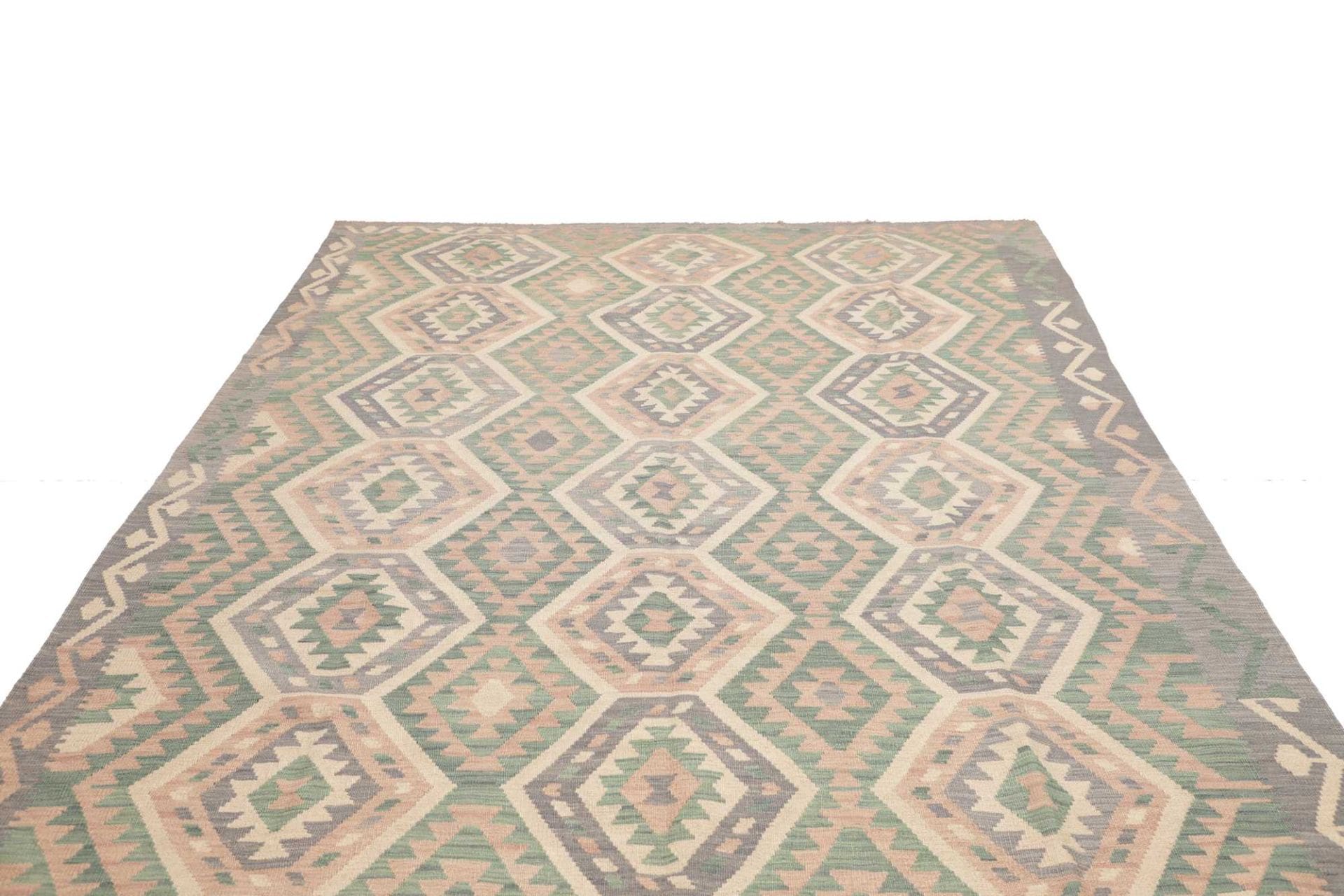 Orientteppich Kelim 210 x 298 cm Schurwolle handgewebt rustikal