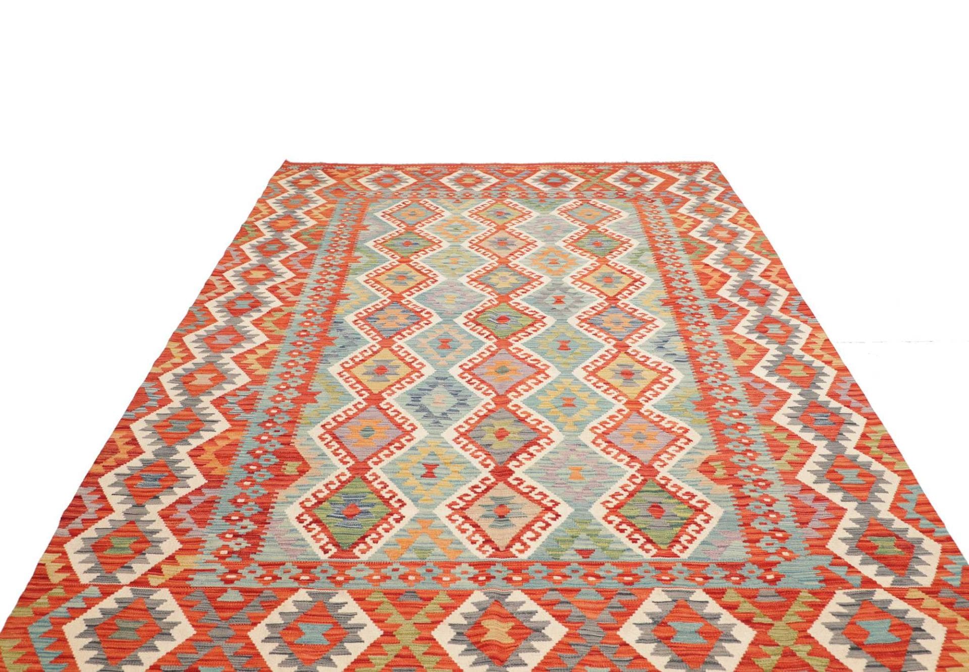 Orientteppich Kelim 204 x 297 cm Schurwolle handgewebt rustikal