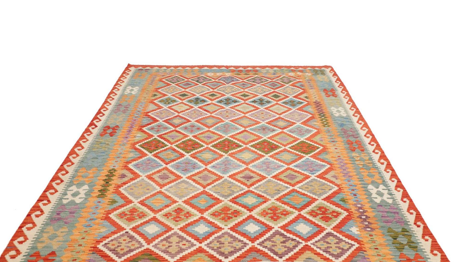 Orientteppich Kelim 206 x 297 cm Schurwolle handgewebt rustikal