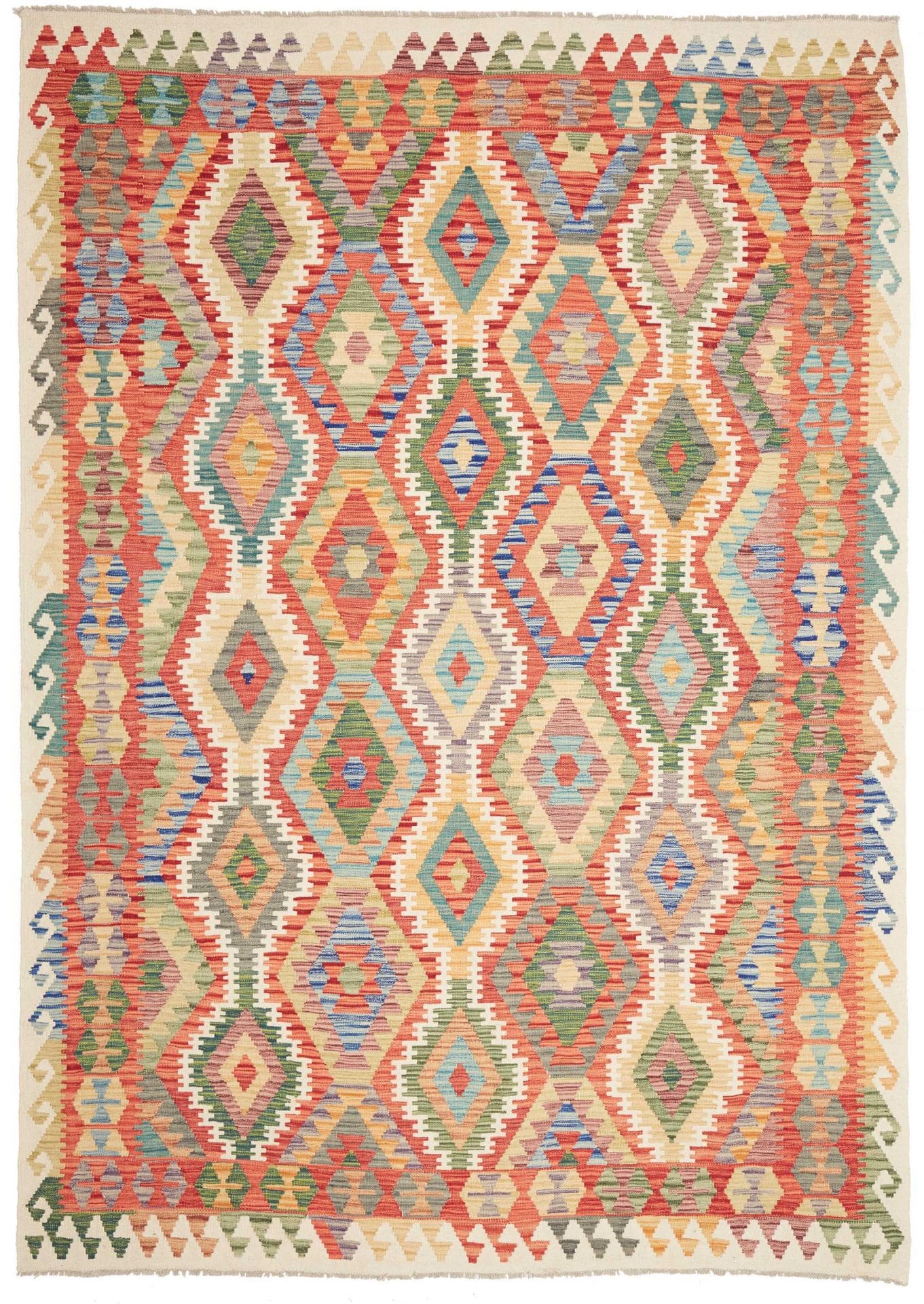Orientteppich Kelim 211 x 294 cm Schurwolle handgewebt rustikal