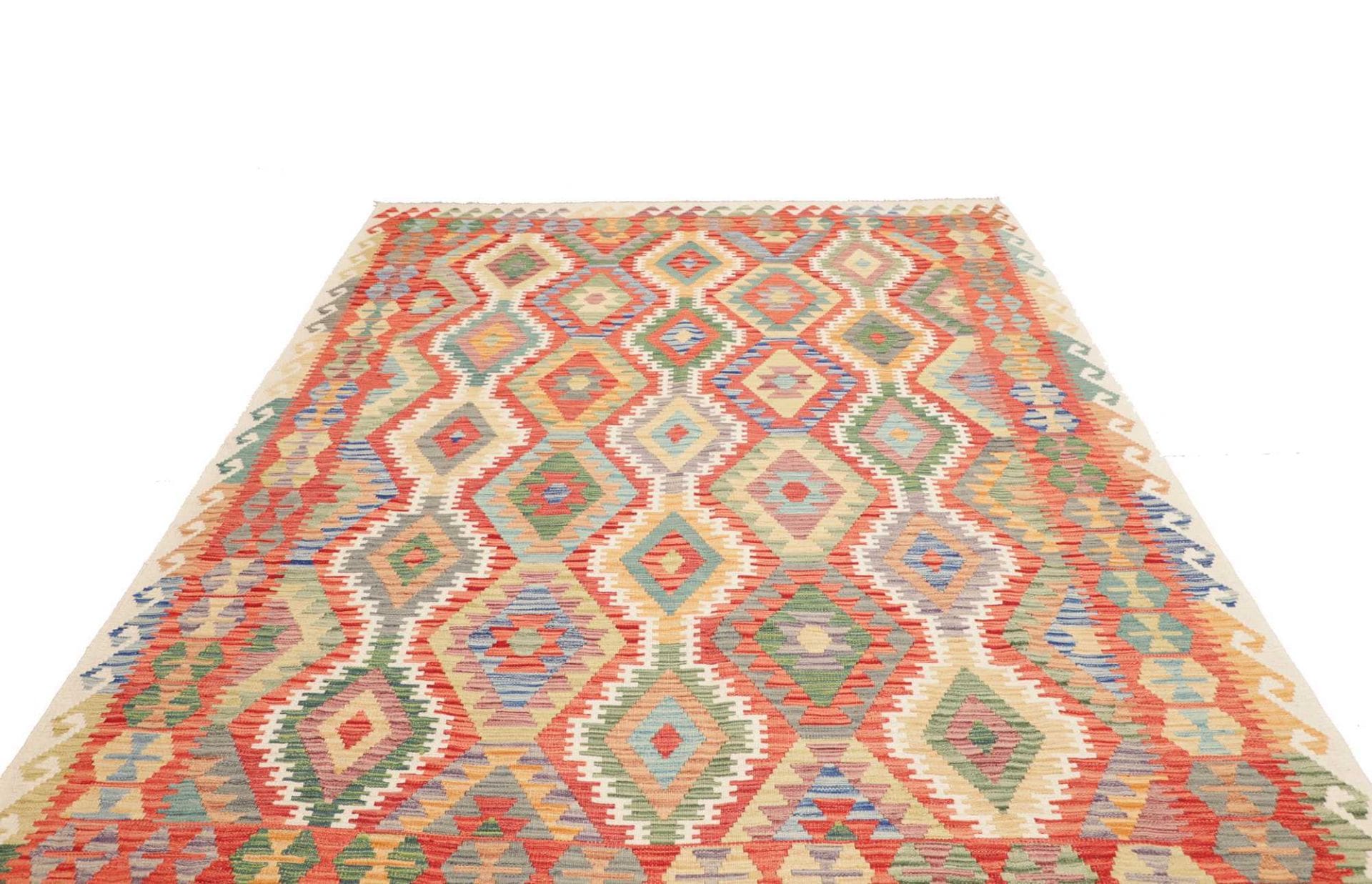 Orientteppich Kelim 211 x 294 cm Schurwolle handgewebt rustikal