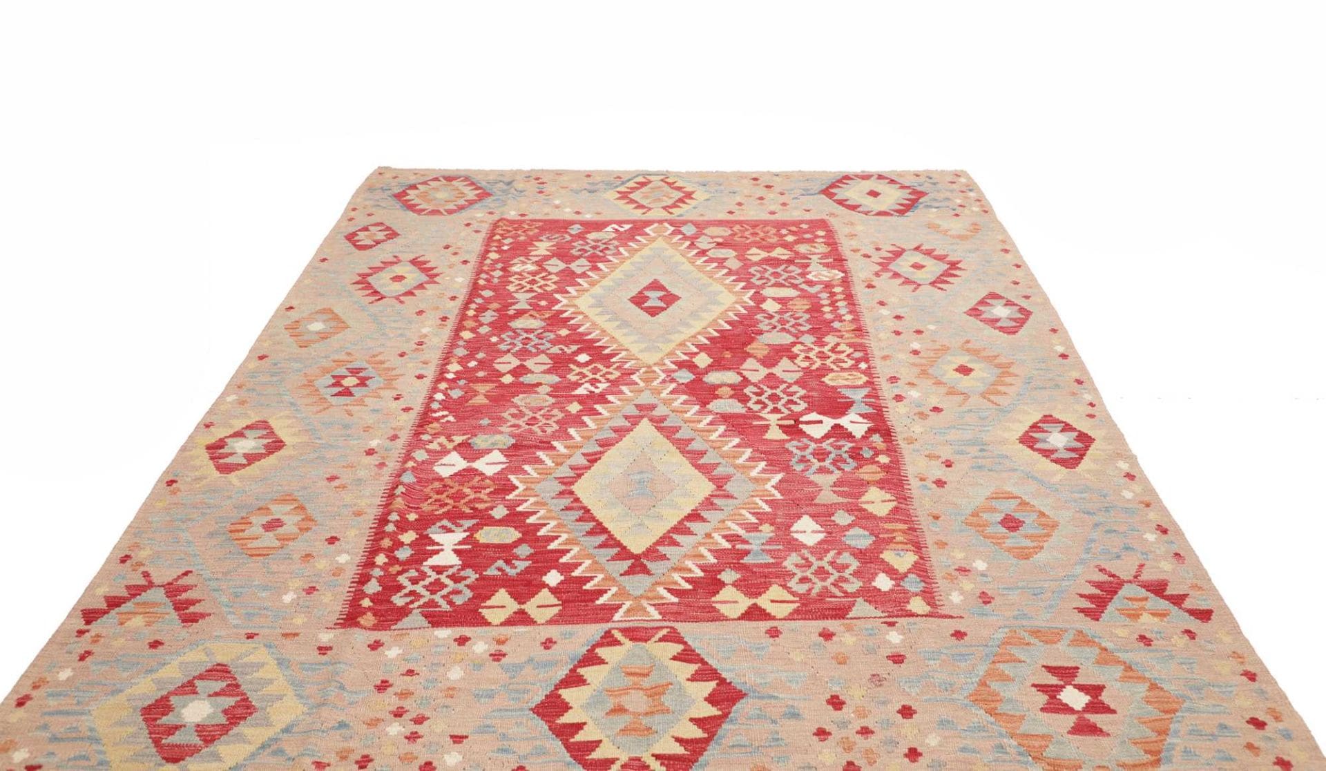 Orientteppich Kelim 207 x 281 cm Schurwolle handgewebt rustikal