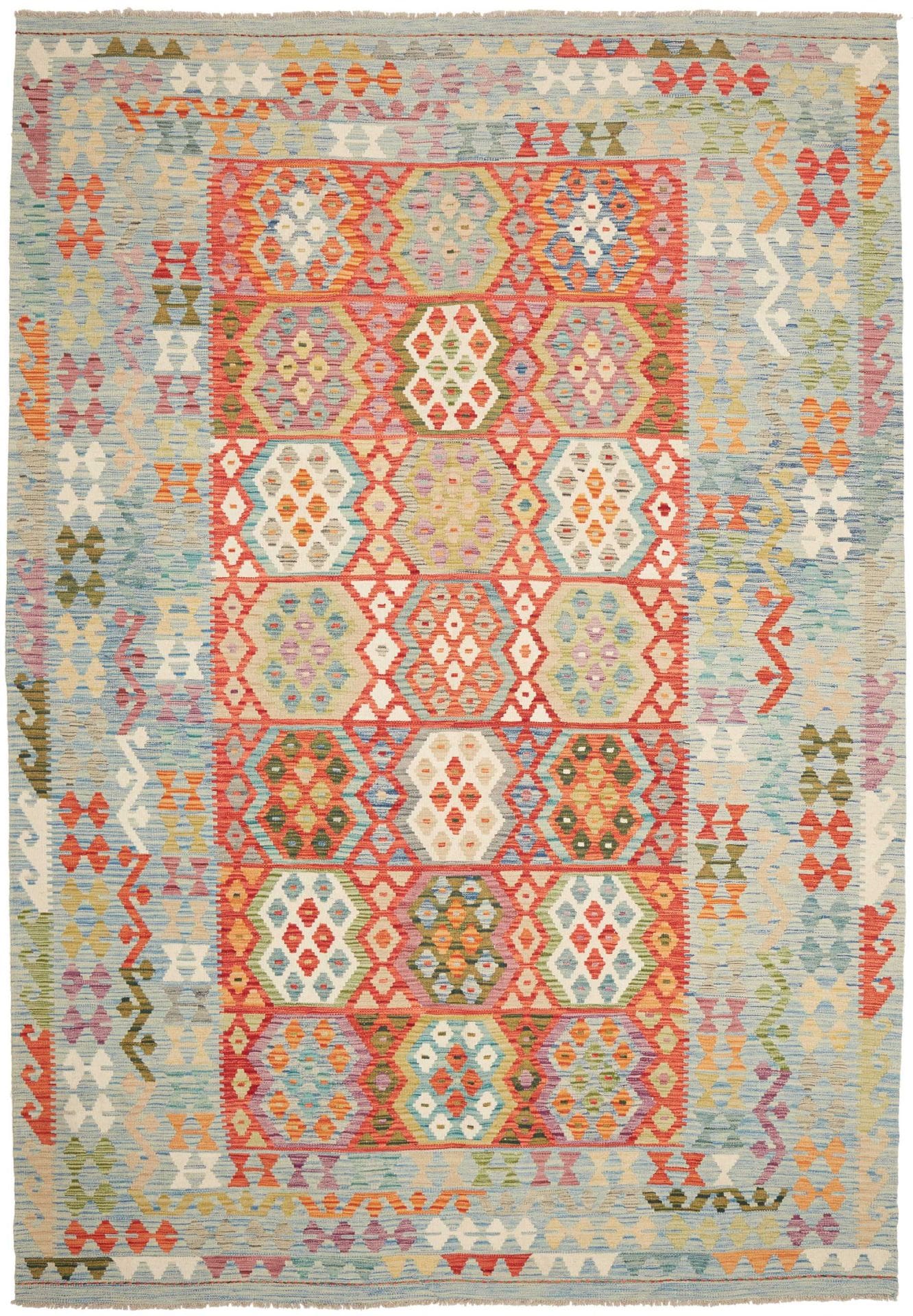 Orientteppich Kelim 215 x 307 cm Schurwolle handgewebt rustikal