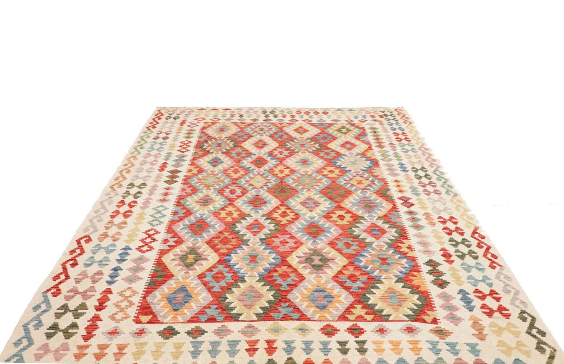 Orientteppich Kelim 209 x 290 cm Schurwolle handgewebt rustikal