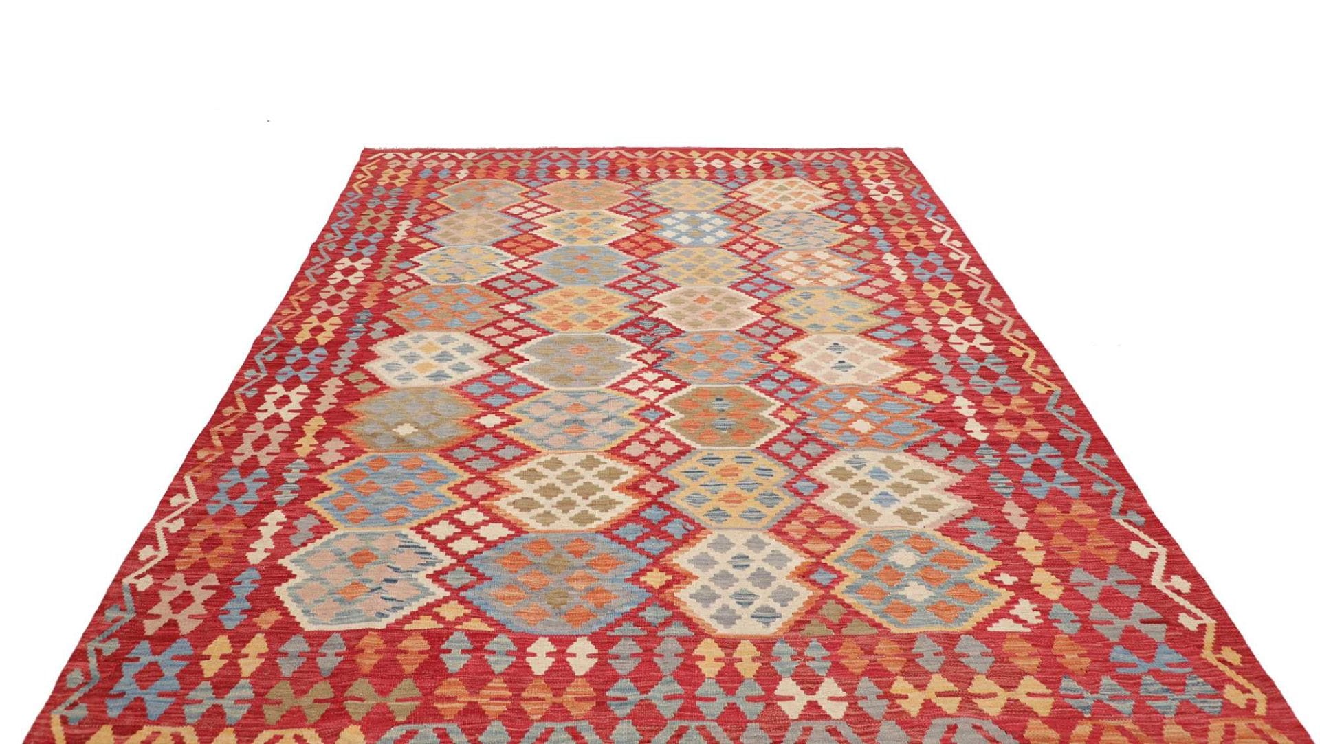 Orientteppich Kelim 207 x 294 cm Schurwolle handgewebt rustikal