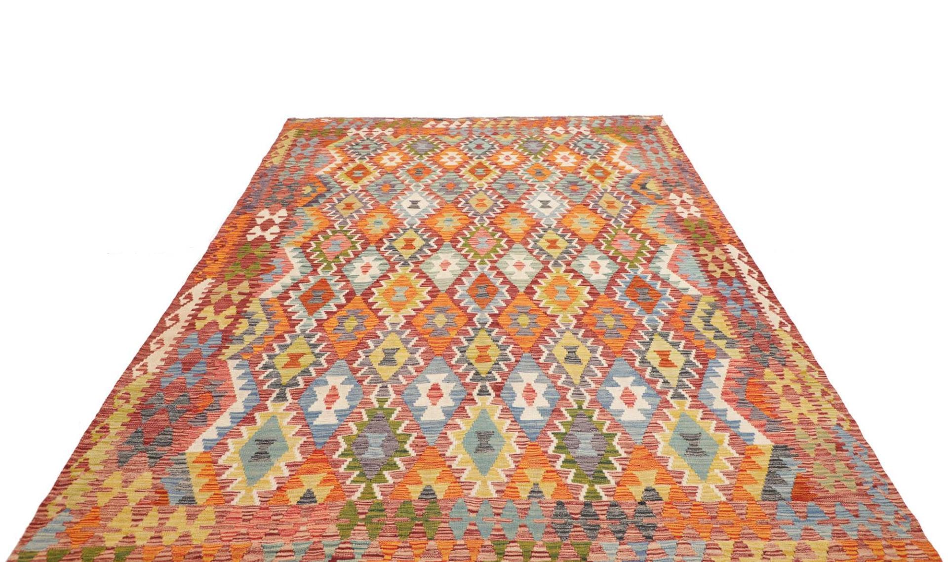 Orientteppich Kelim 211 x 303 cm Schurwolle handgewebt rustikal