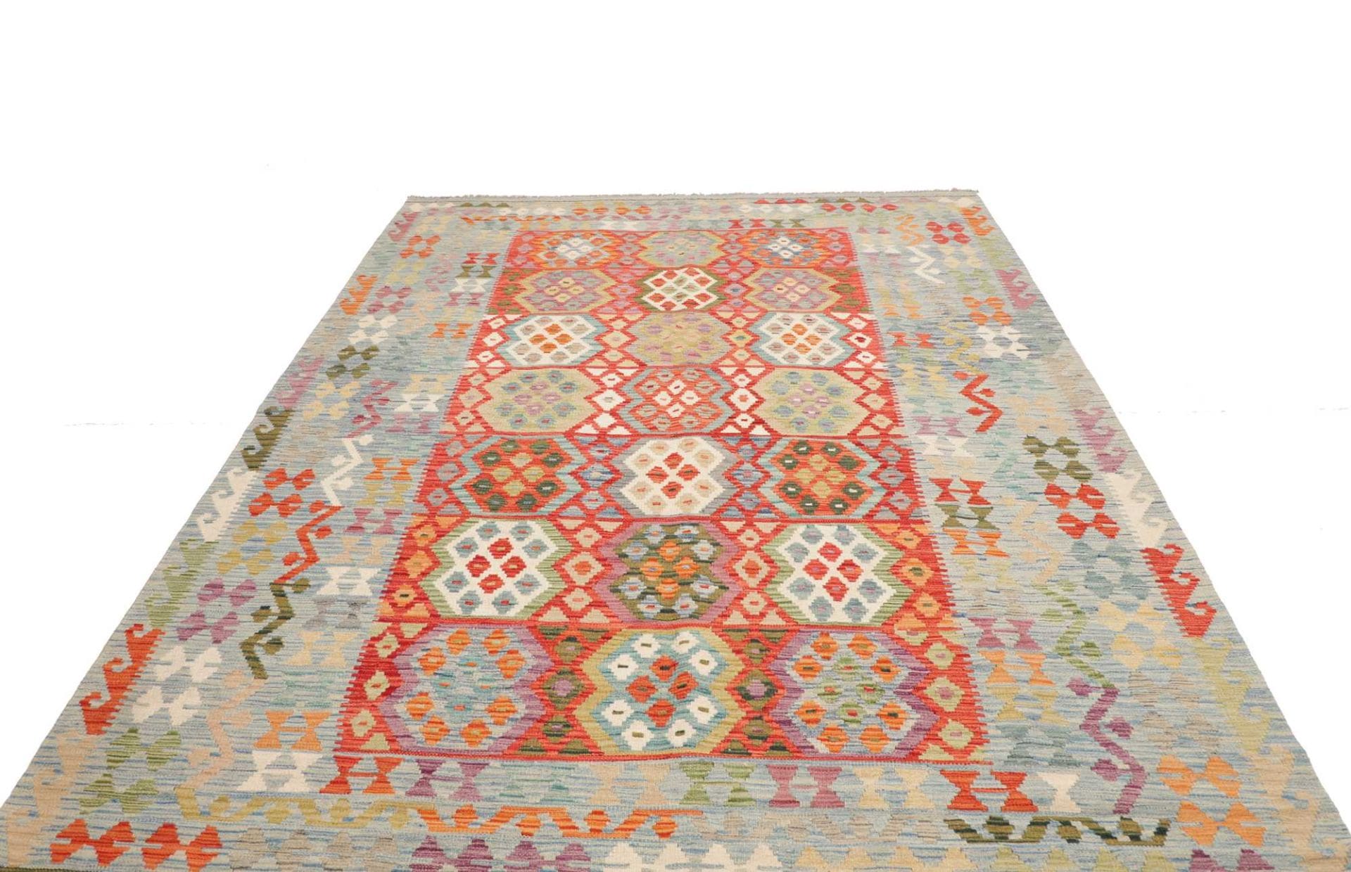 Orientteppich Kelim 215 x 307 cm Schurwolle handgewebt rustikal