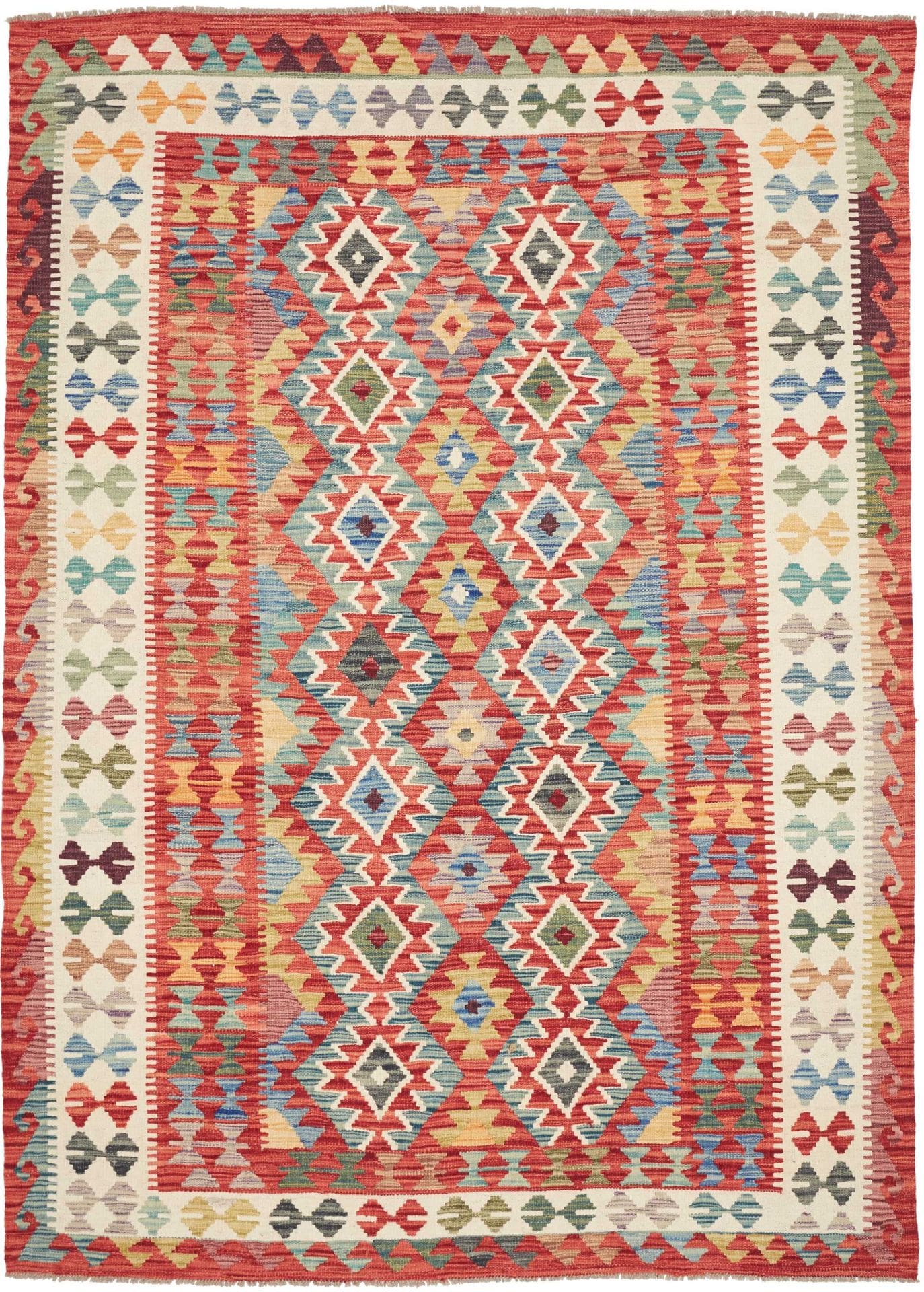 Kelim Teppich 172 x 241 cm Schurwolle handgewebt rustikal