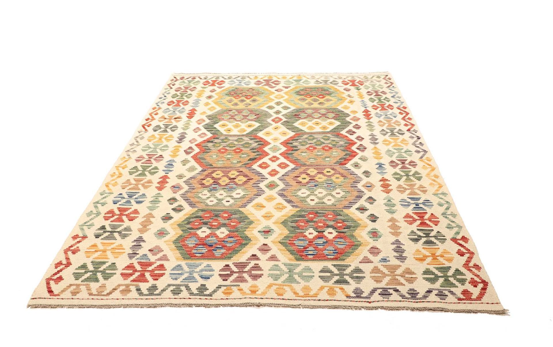 Kelim 169 x 229 cm Schurwolle handgewebt rustikal weich