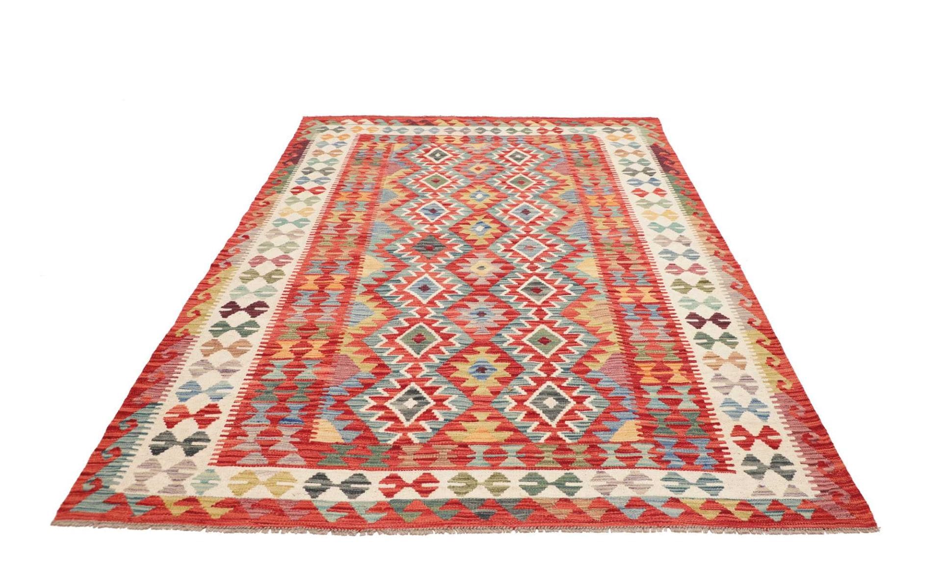 Kelim Teppich 172 x 241 cm Schurwolle handgewebt rustikal
