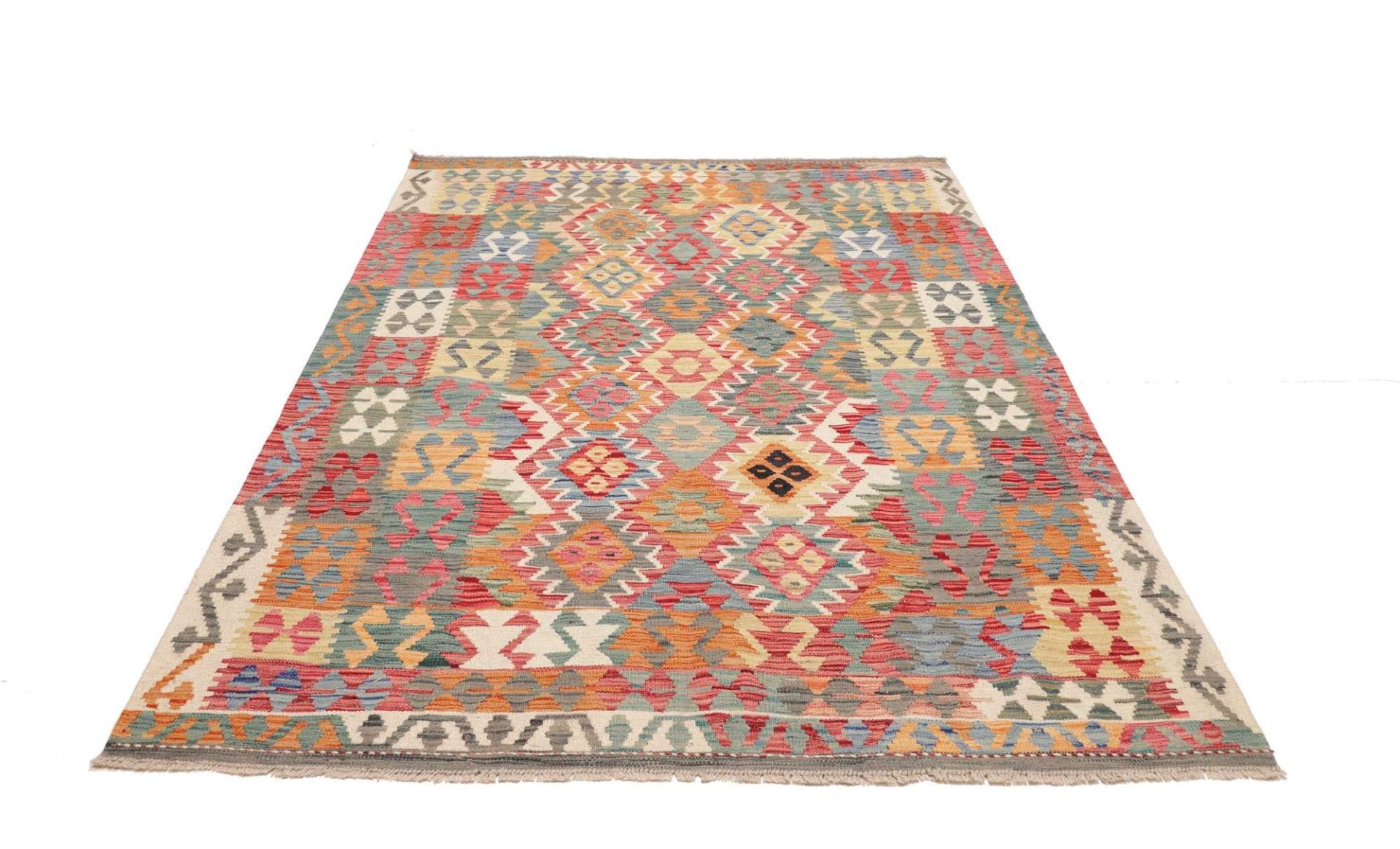 Orientteppich Kelim 172 x 236 cm Schurwolle handgewebt rustikal