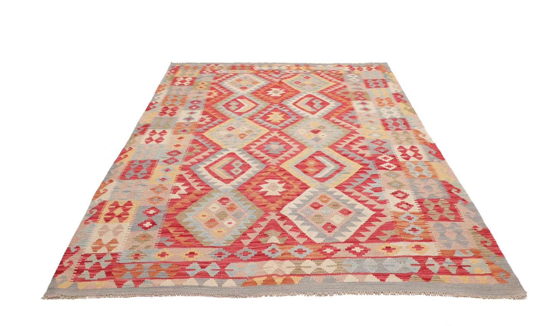 Kelim Teppich 177 x 243 cm Schurwolle handgewebt rustikal