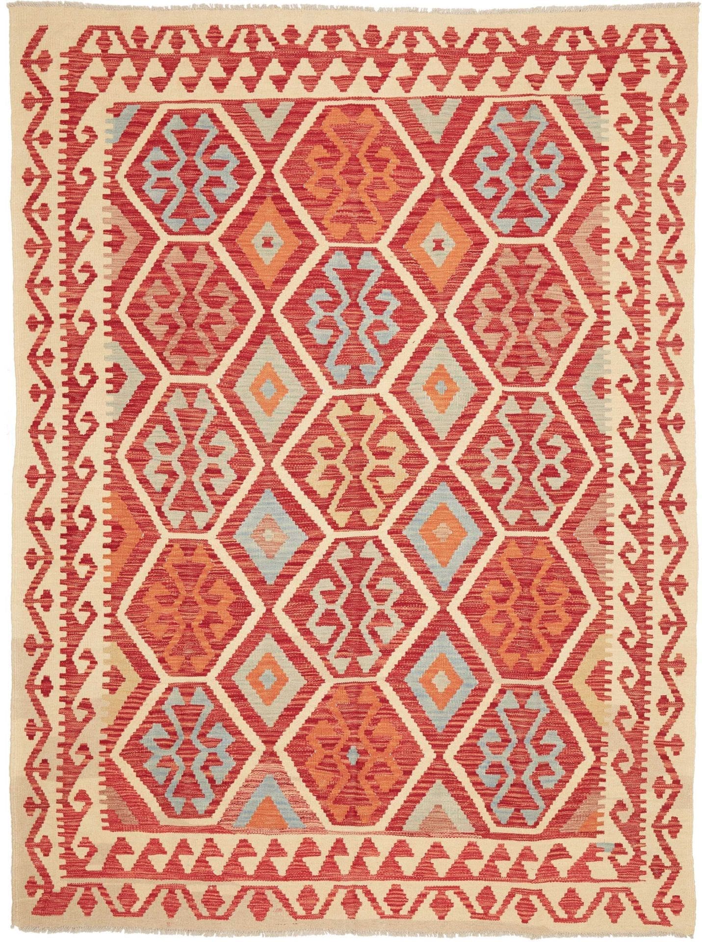 Orientteppich Kelim 180 x 239 cm Schurwolle handgewebt rustikal