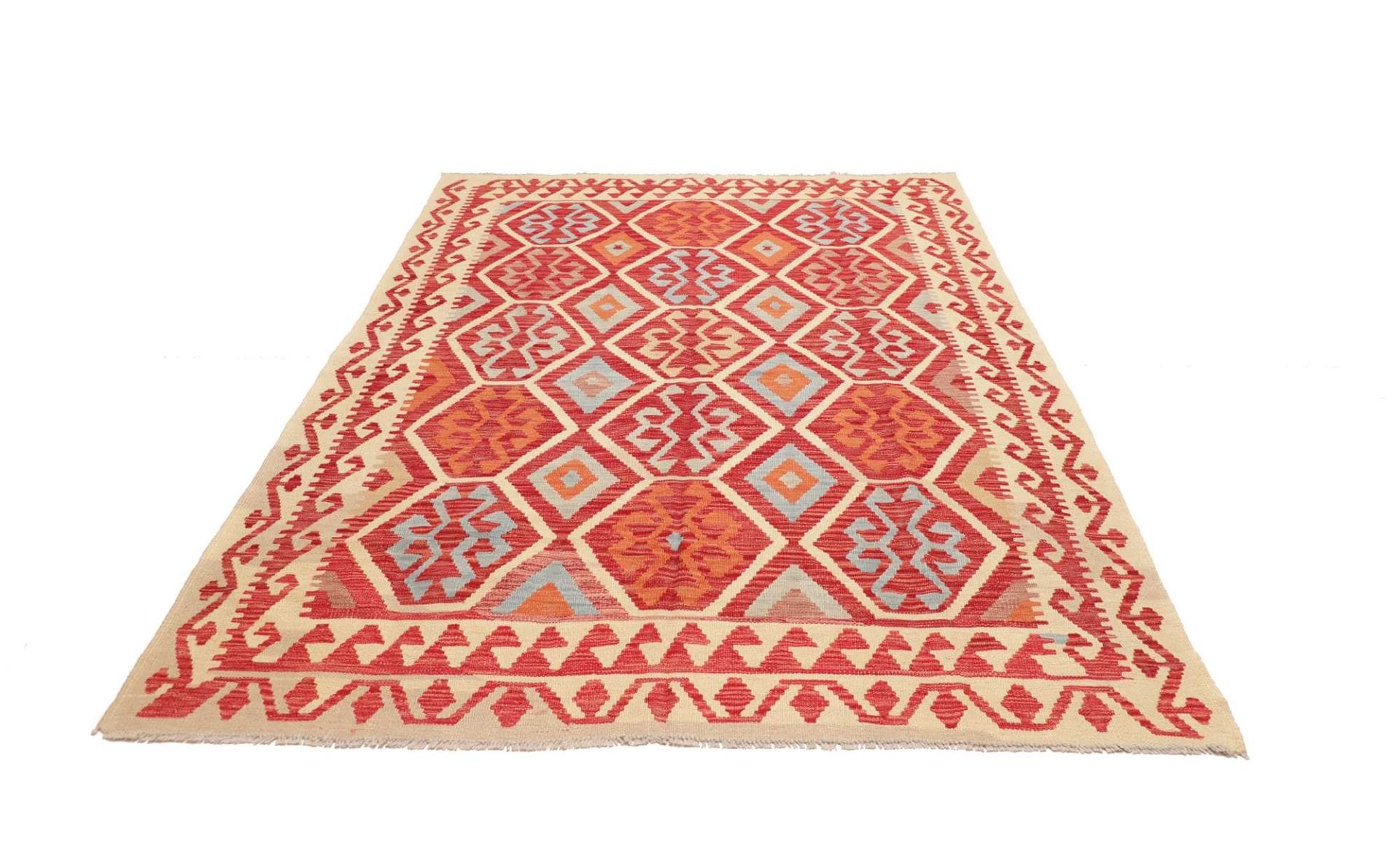 Orientteppich Kelim 180 x 239 cm Schurwolle handgewebt rustikal