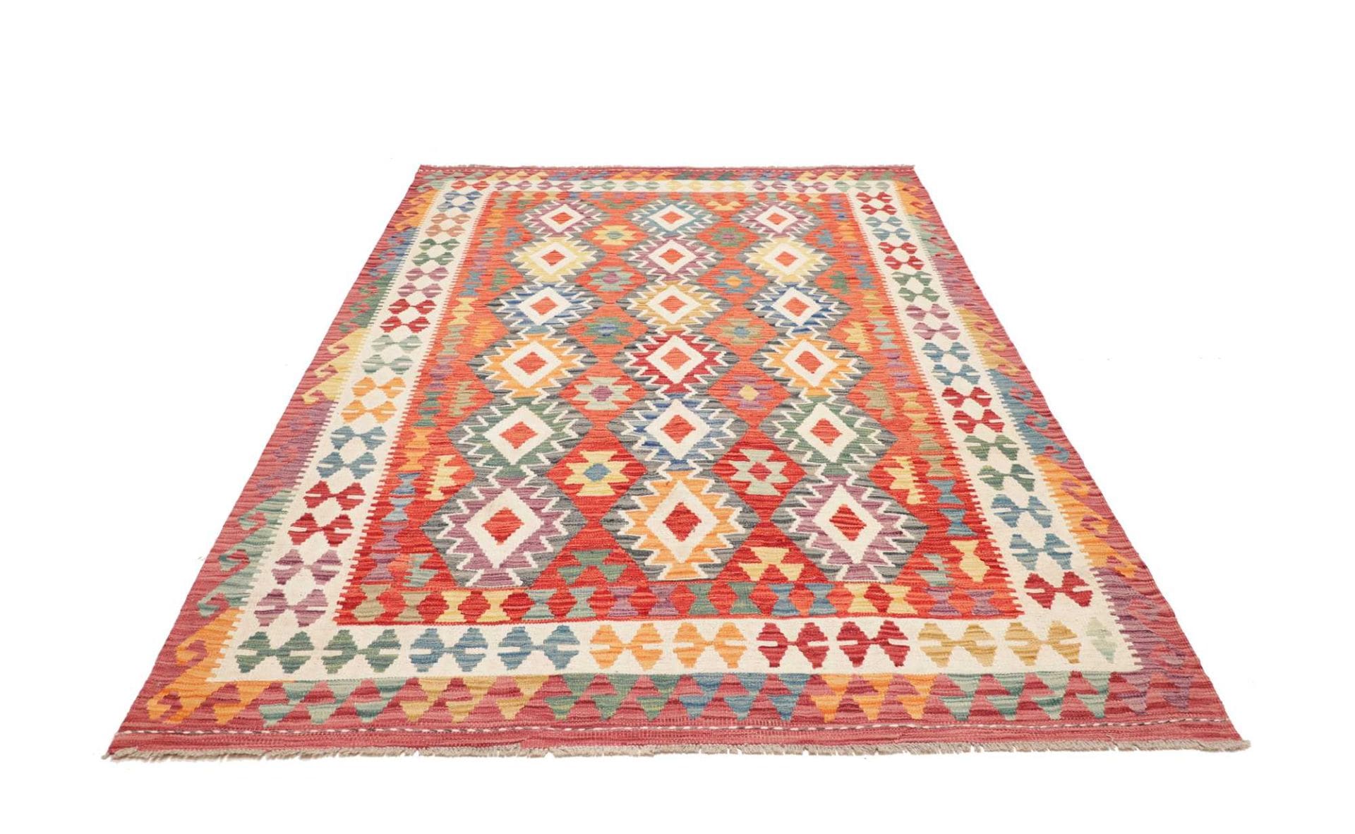 Orientteppich Kelim 178 x 244 cm Schurwolle handgewebt rustikal