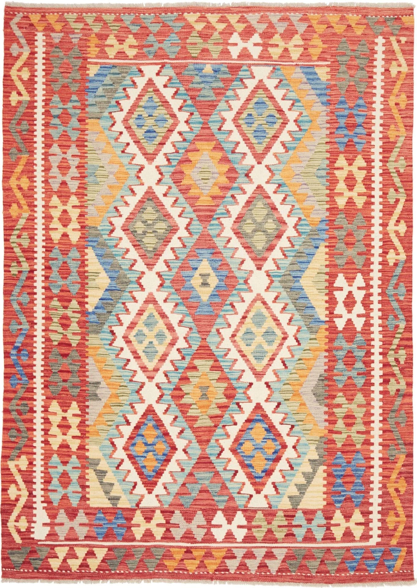 Orientteppich Kelim 156 x 216 cm Schurwolle handgewebt rustikal