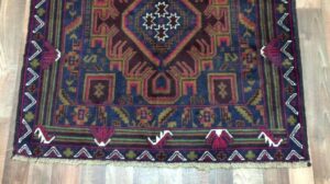 Halb-antiker grüner und blauer persischer Baluch-Orientteppich 3'6X6'8 - B 76526