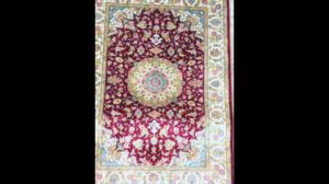 2x3ft (61x91cm) handgewebter roter Seidenteppich Schlafzimmer traditioneller orientalischer Teppich