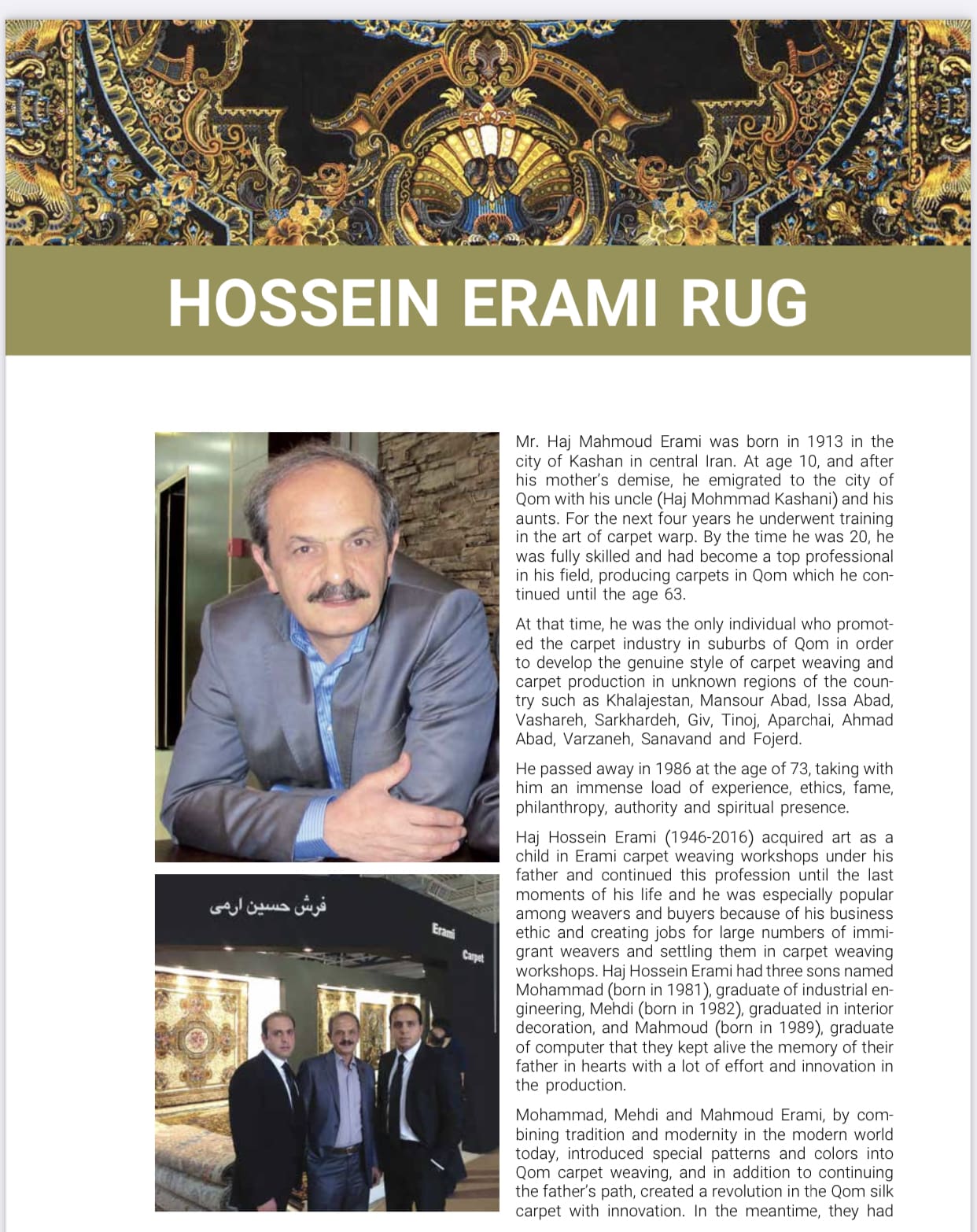 Të përgjithshme (Markë dhe Origjina): Qilim Erami Erami Ghom Hossein Erami Qilim mëndafshi Erami Qilim mëndafshi Ghom Qilim mëndafshi persian Qilim i lidhur me dorë Irani Luxonaria Qilima Partner Arti i Qilimave Persian Qim Qilim mëndafshi Qom Dizajni dhe Cilësia: I lidhur me dorë nga mëndafshi i pastër Qilim persian më i mirë Qilim luksoz për dizajn të brendshëm Modele klasike Ghom Stoli persiane Dekor ekskluziv për shtëpi Artizanat persian Elegancë e përjetshme në mëndafsh Qilim mëndafshi për ambiente luksoze të brendshme Artikull koleksionisti Historia dhe Trashëgimia e Qilimave Persian: Arti i qilimave për breza Trashëgimia e Endjes Persian Tradita e Familjes Erami Prodhuar në Qom që nga viti 1930 Artizanat iranian Dizajn autentik persian Tradita takon Artin Modern persian të Endjes së Mëndafshit Të përgjithshme (Markë dhe Origjina): Qilim Erami Erami Ghom Hossein Erami Qilim mëndafshi Erami Qilim mëndafshi Ghom Qilim mëndafshi persian Qilim i lidhur me dorë Irani Luxonaria Qilima Partner Arti i Qilimave Persian Qim Qilim mëndafshi Qom Dizajni dhe Cilësia: I lidhur me dorë nga mëndafshi i pastër Qilim persian më i mirë Qilim luksoz për dizajn të brendshëm Modele klasike Ghom Stoli persiane Dekor ekskluziv për shtëpi Artizanat persian Elegancë e përjetshme në mëndafsh Qilim mëndafshi për ambiente luksoze të brendshme Artikull koleksionisti Historia dhe Trashëgimia e Qilimave Persian: Arti i qilimave për breza Trashëgimia e Endjes Persian Tradita e Familjes Erami Prodhuar në Qom që nga viti 1930 Artizanat iranian Dizajn autentik persian Tradita takon Artin Modern persian të Endjes së Mëndafshit