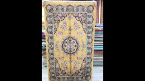 3x5ft (91x152cm) handgewebter goldener Seidenteppich für das Schlafzimmer im traditionellen orientalischen Stil