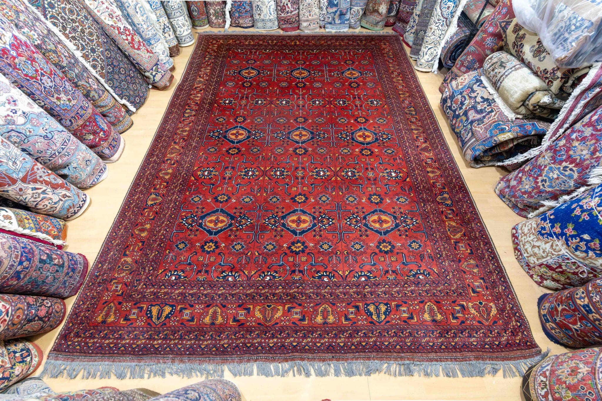 REDUZIERT 348×252 cm Handgeknüpfter Khal Mohammadi Shahbaff Afghan Orientteppich | 8,77 m² | 140.000 Knoten/m² | Schurwolle auf Ziegenwolle | Seltene Meisterqualität W1(#423)