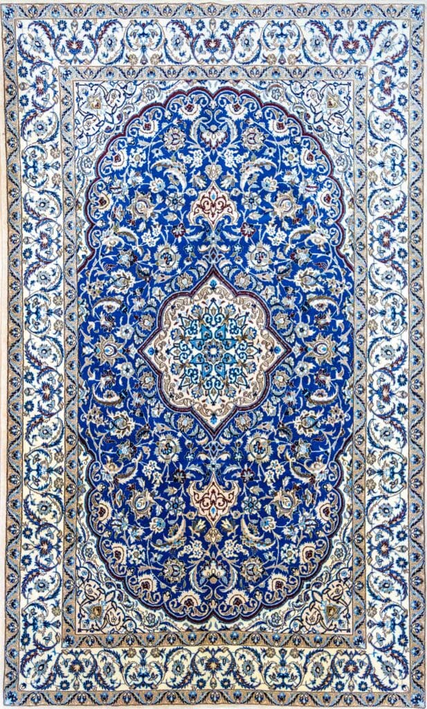 273×164 cm Nain 9La Top Perserteppich „Zentralmedaillon – Blauton“ | 4,47 m² | 40 Raj | 360000 Knoten/m² | Hochwertige Schurwolle W1(#424)