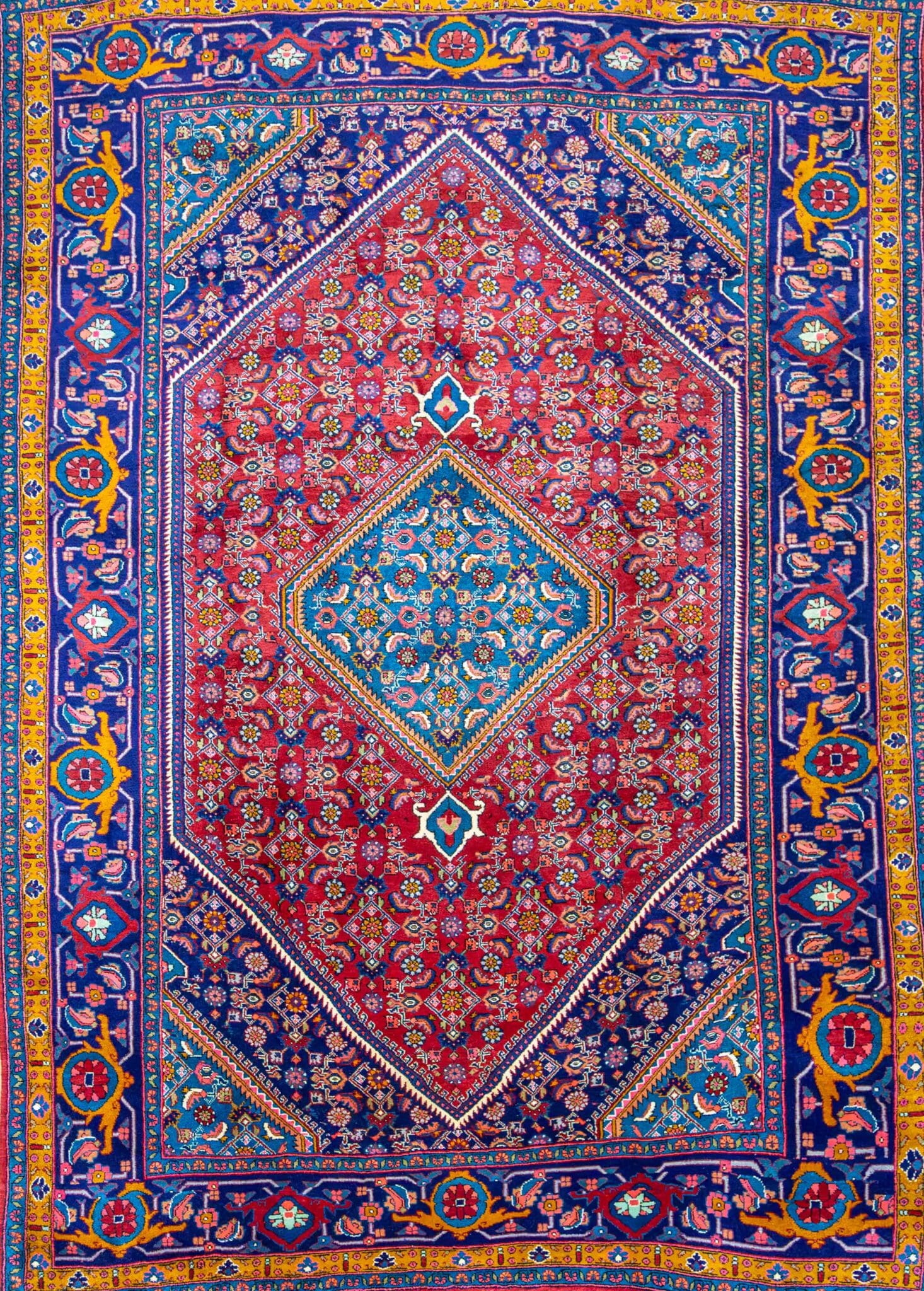 (VERKAUFT) 300x207cm ORIGINAL Handgeknüpfter kurdisch-iranischer Bidjar Perserteppich - Fischmuster Mahi Bidjar W1(#428)
