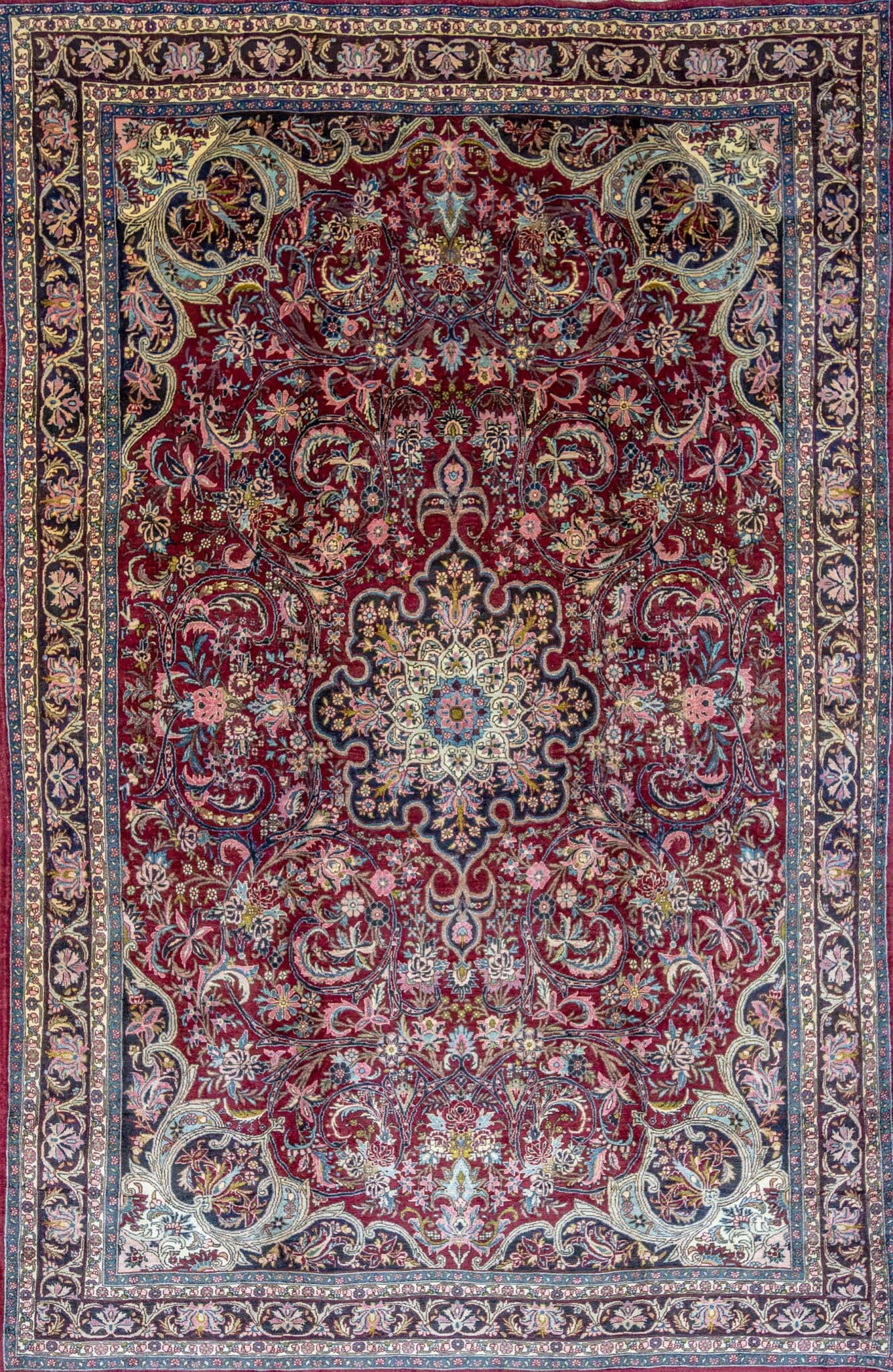 355x220cm ORIGINAL Handgeknüpfter Antiker kurdisch-iranischer Bidjar Perserteppich 100 Jahre alt geschichtstreu meisterhaft restauriert Handgesponnen mit pflanzlichen Naturfarben W1 (#430)