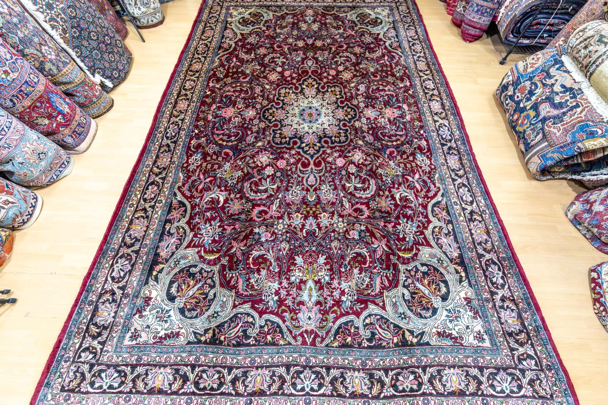 355x220cm ORIGINAL Handgeknüpfter Antiker kurdisch-iranischer Bidjar Perserteppich 100 Jahre alt geschichtstreu meisterhaft restauriert Handgesponnen mit pflanzlichen Naturfarben W1 (#430)