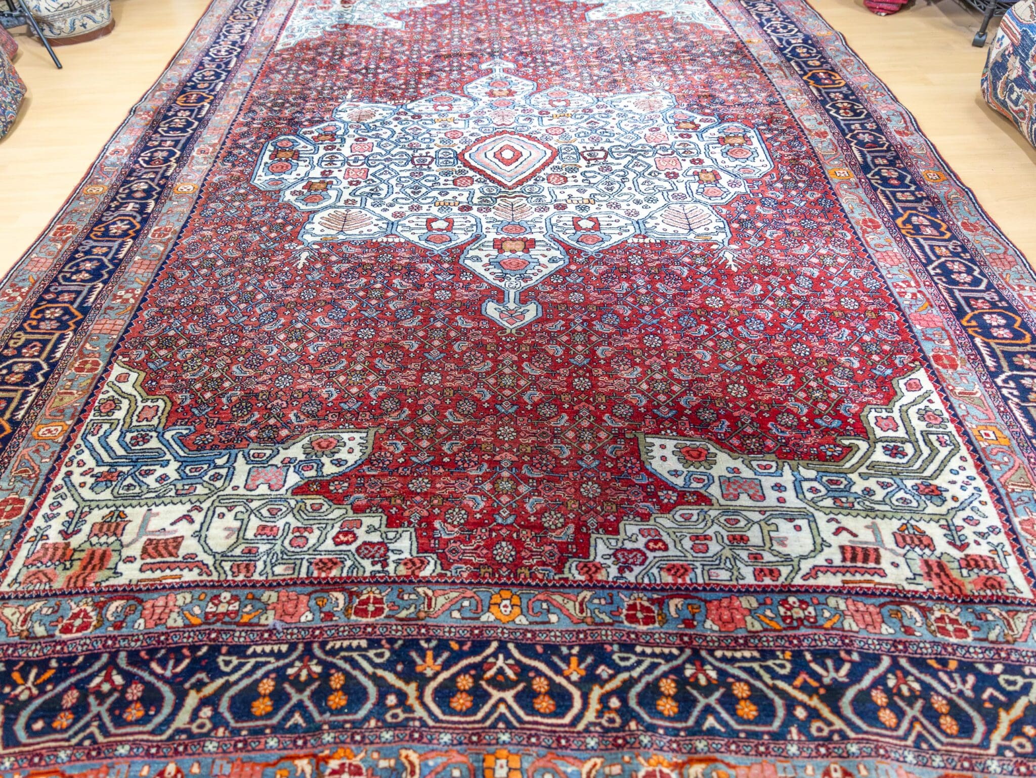 (Verkauft) 330x227cm ORIGINAL Handgeknüpfter iranischer Bidjar Perserteppich mit PATINA W1(#431)