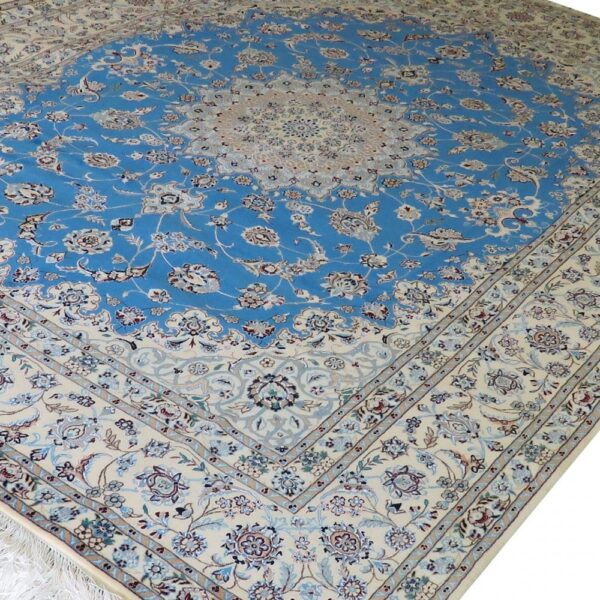 Perserteppich Nain 6La 280 x 205 cm Schurwolle & Seide handgeknüpft blau