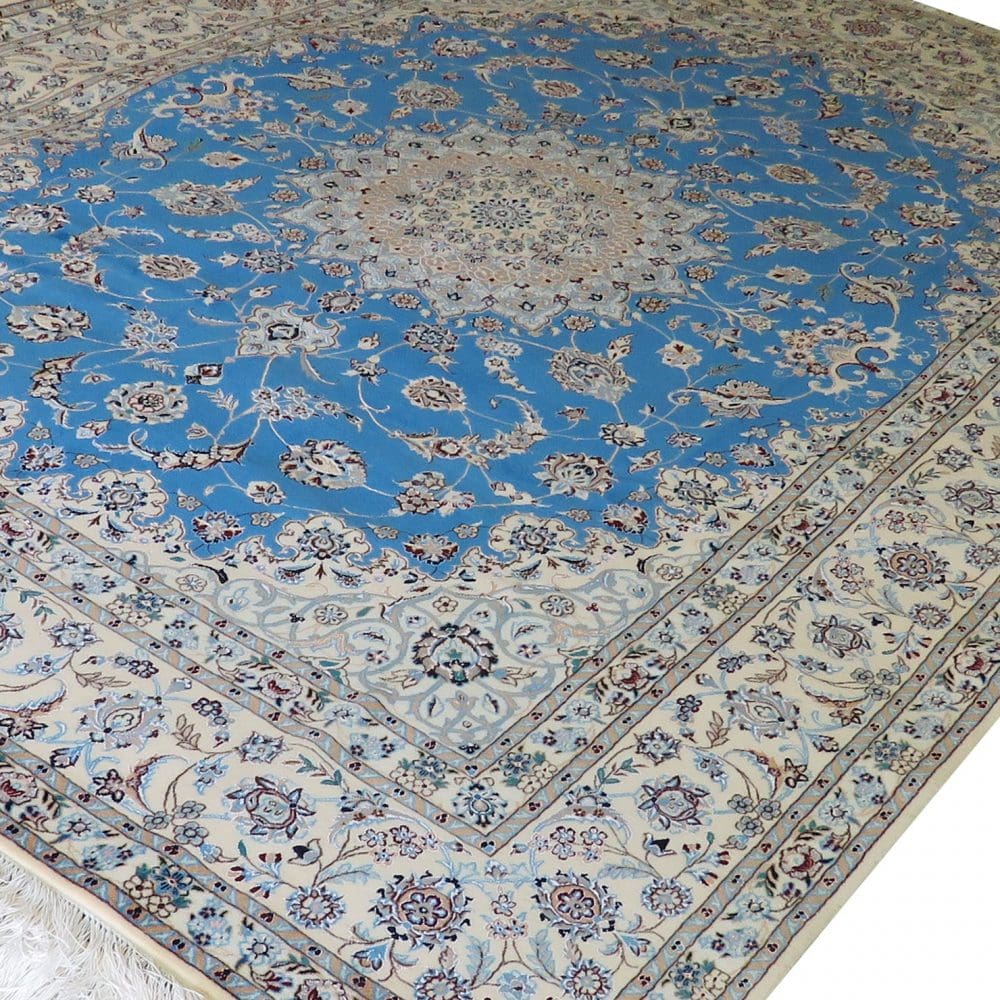 Perserteppich Nain 6La 280 x 205 cm Schurwolle & Seide handgeknüpft blau