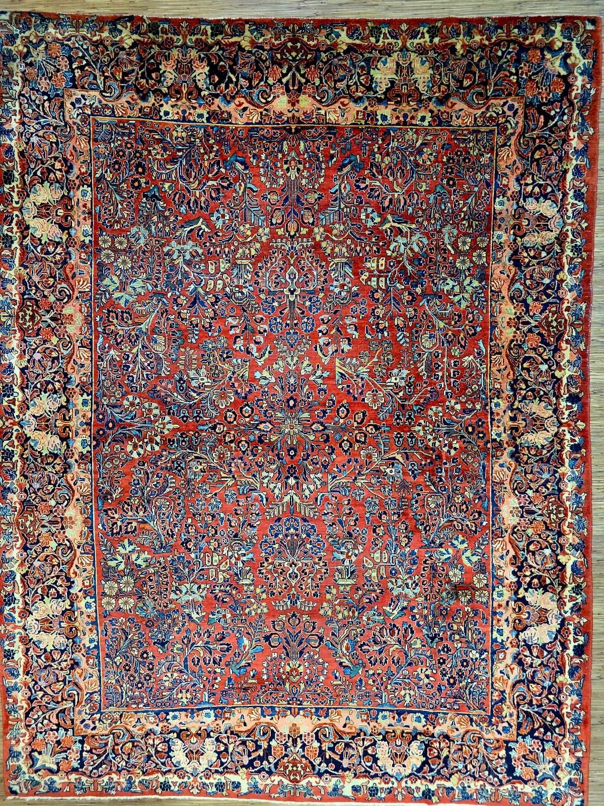 Perserteppich Sarough 361 x 272 cm Schurwolle handgeknüpft antik