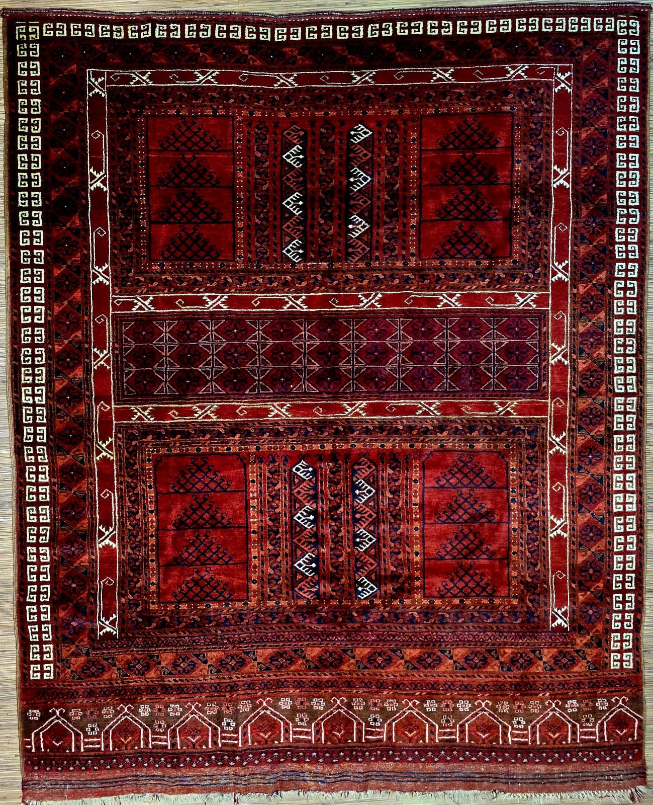 (Verkauft) Orientteppich Afghan 247 x 203 cm Schurwolle handgeknüpft rot